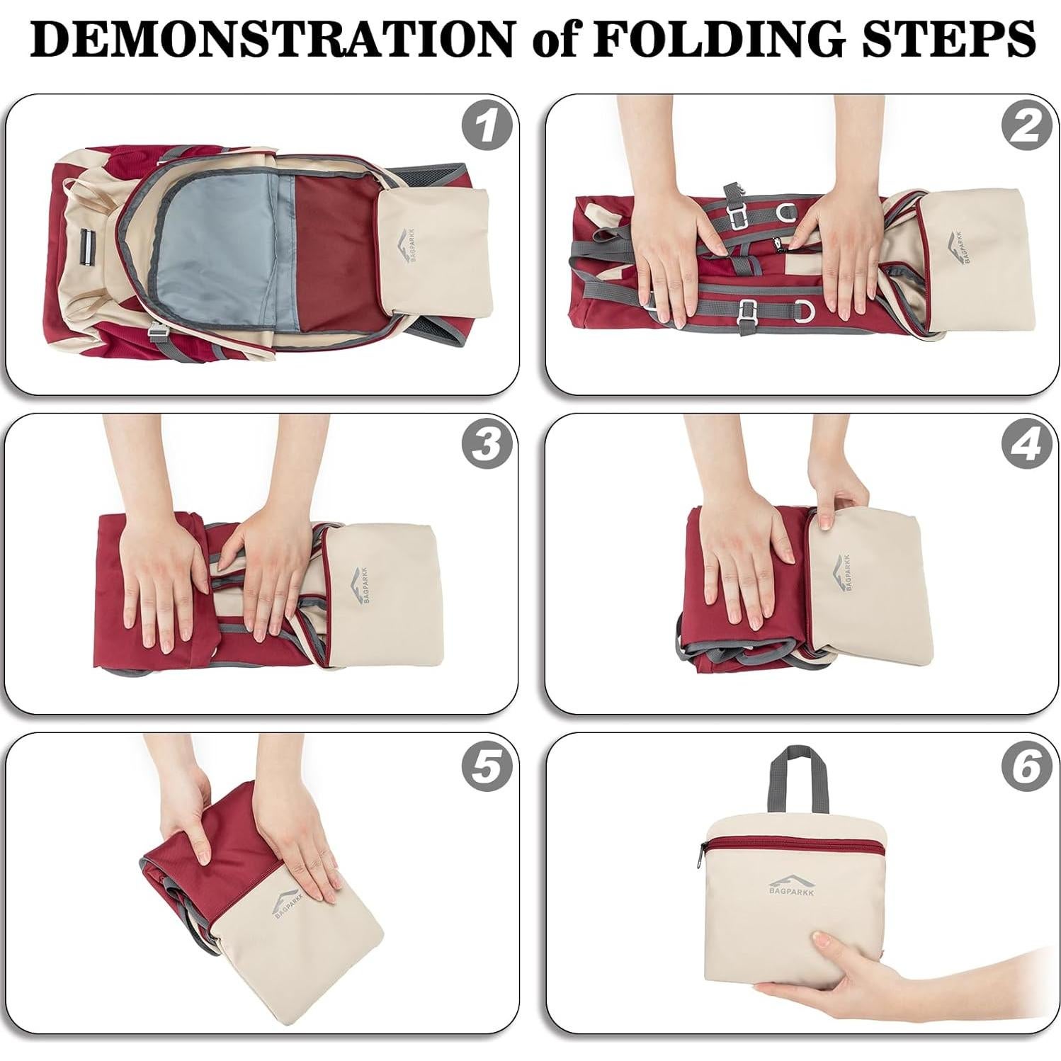 Mochila de Senderismo BAGPARKK 35L Plegable Resistente al Agua