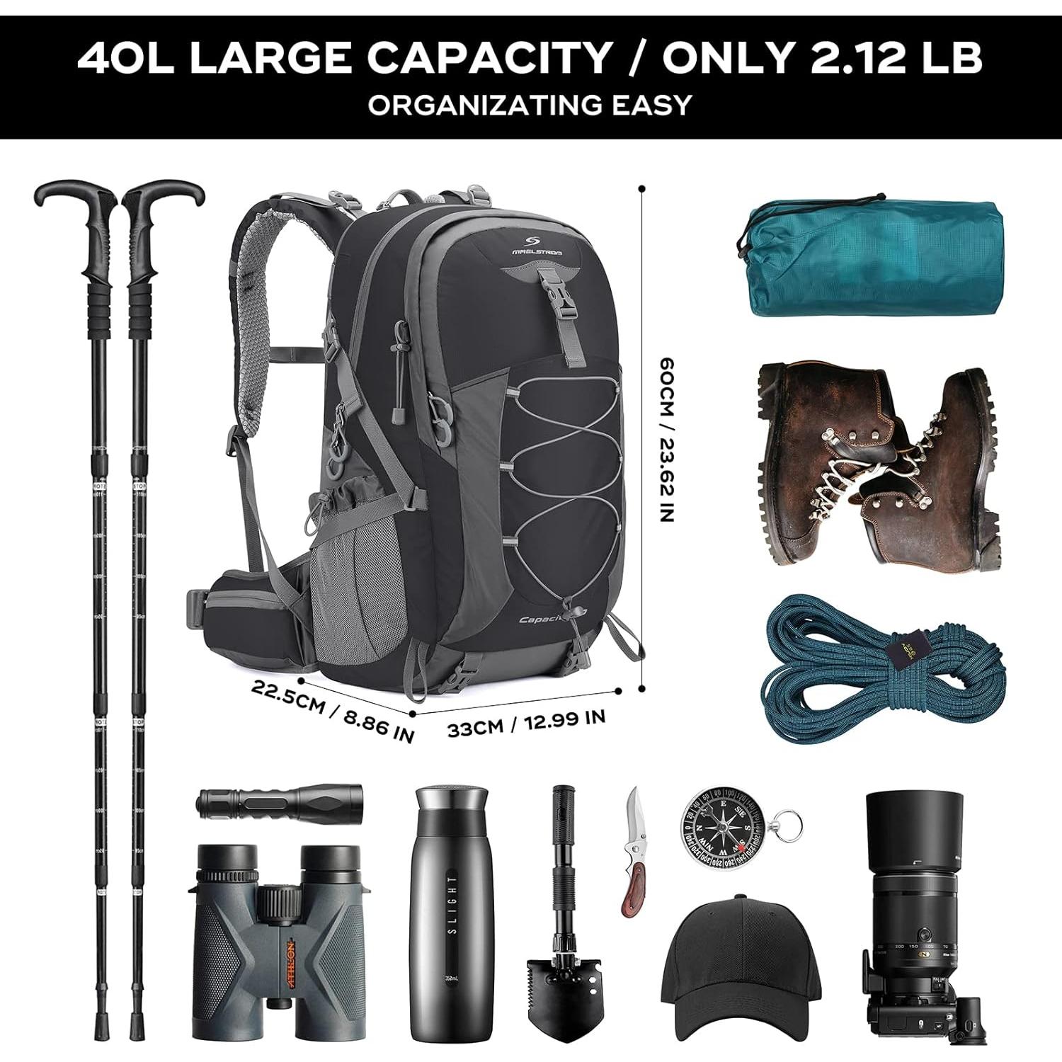 Mochila de Senderismo Maelstrom 40L Impermeable Negra