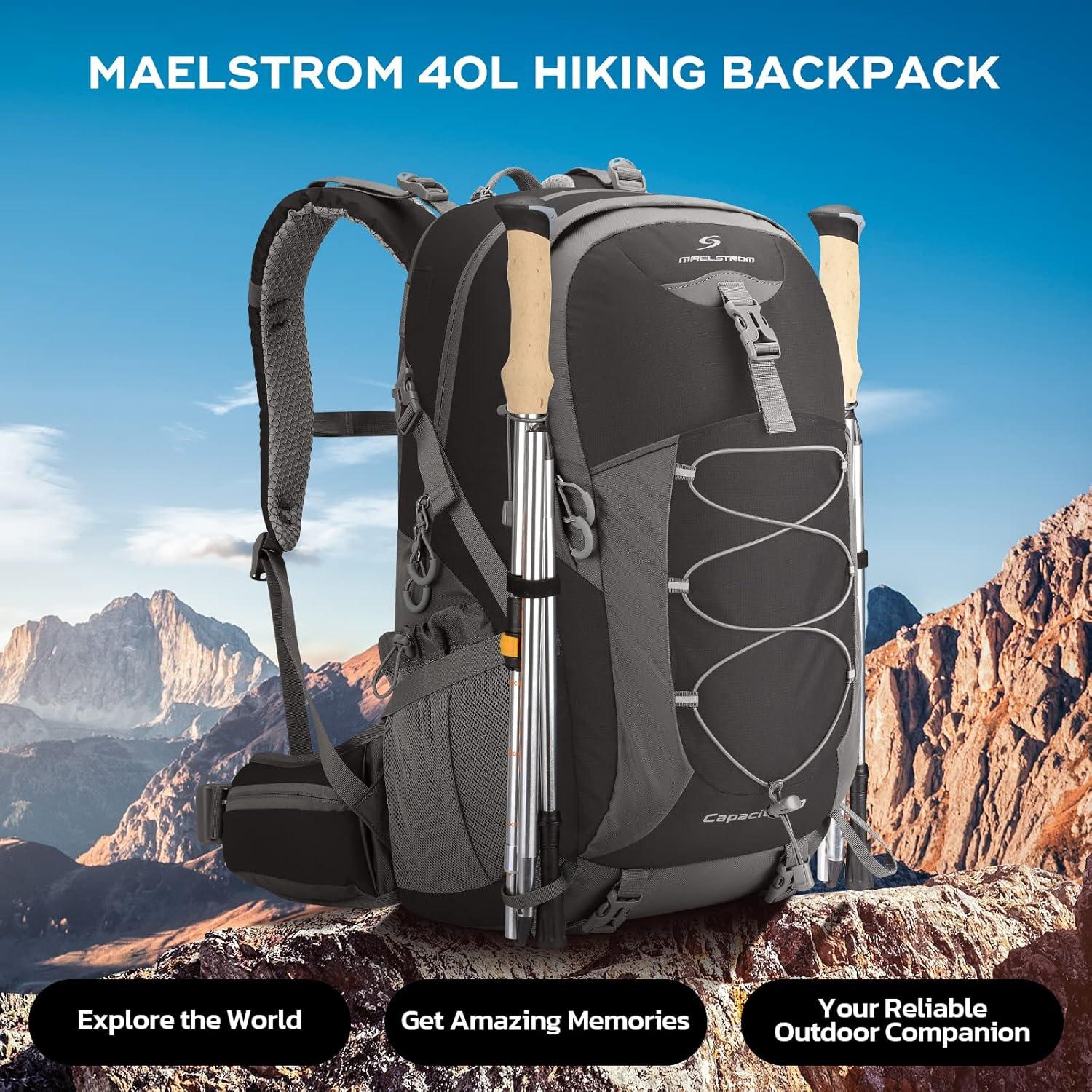 Mochila de Senderismo Maelstrom 40L Impermeable Negra