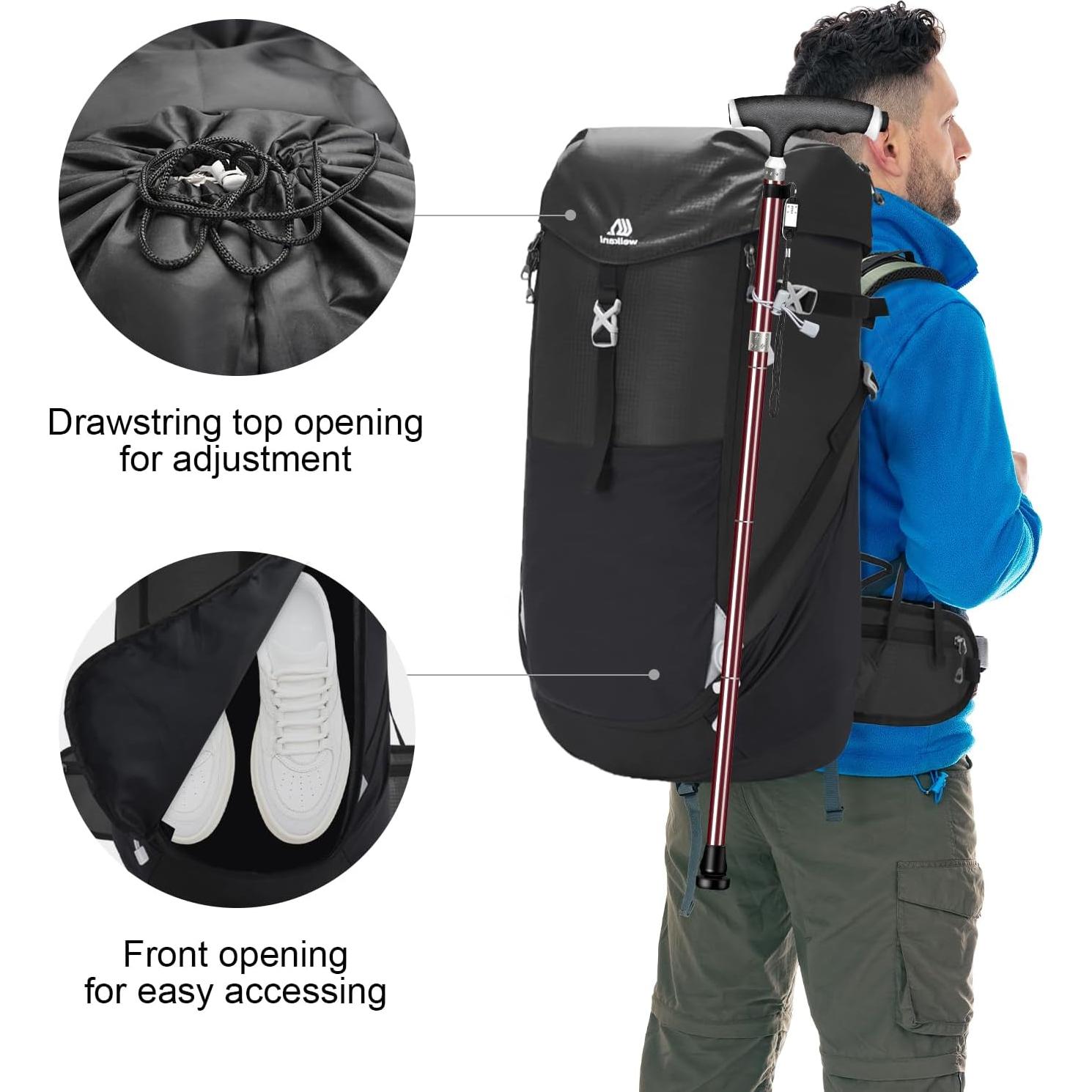 Mochila de Senderismo 50L Outplea Impermeable Unisex Negra