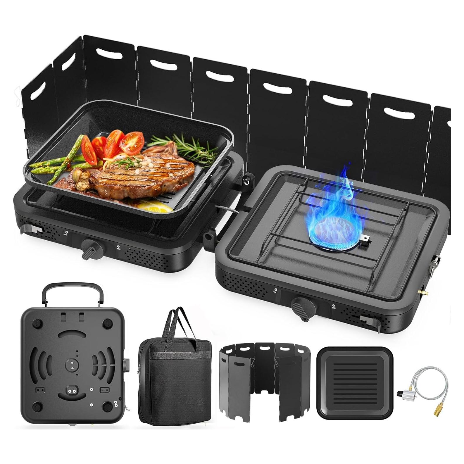 Estufa de Camping WLSINJL 2 Quemadores Propano 17,000 BTU