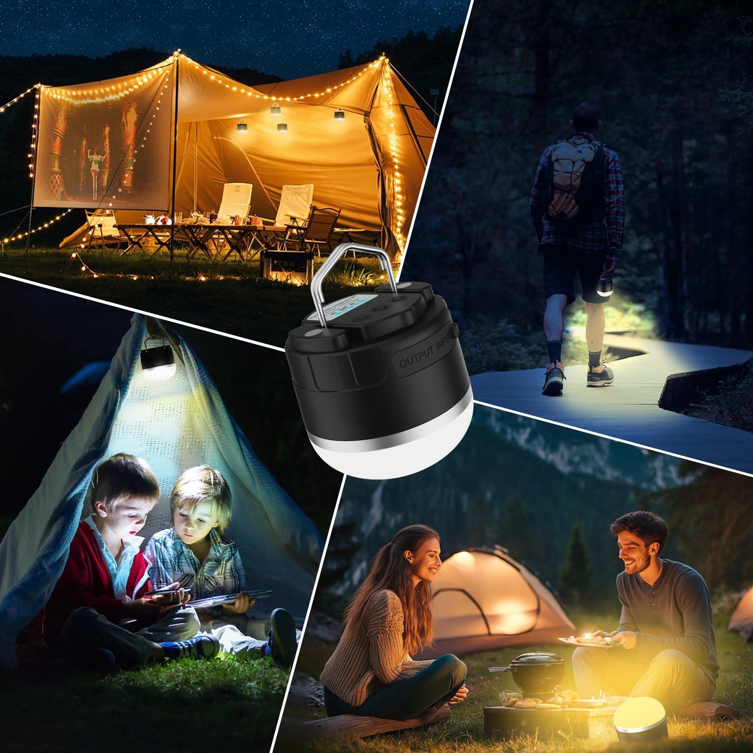 Rechargeable LED Camping Lantern 1000LM, Portable Tent Lights with 3 Colors, IP65 Waterproof, Magnetic Base, 4000mAH Emergency Hanging Light for Power Outages, Hiking, Tent, Outdoor, Home
