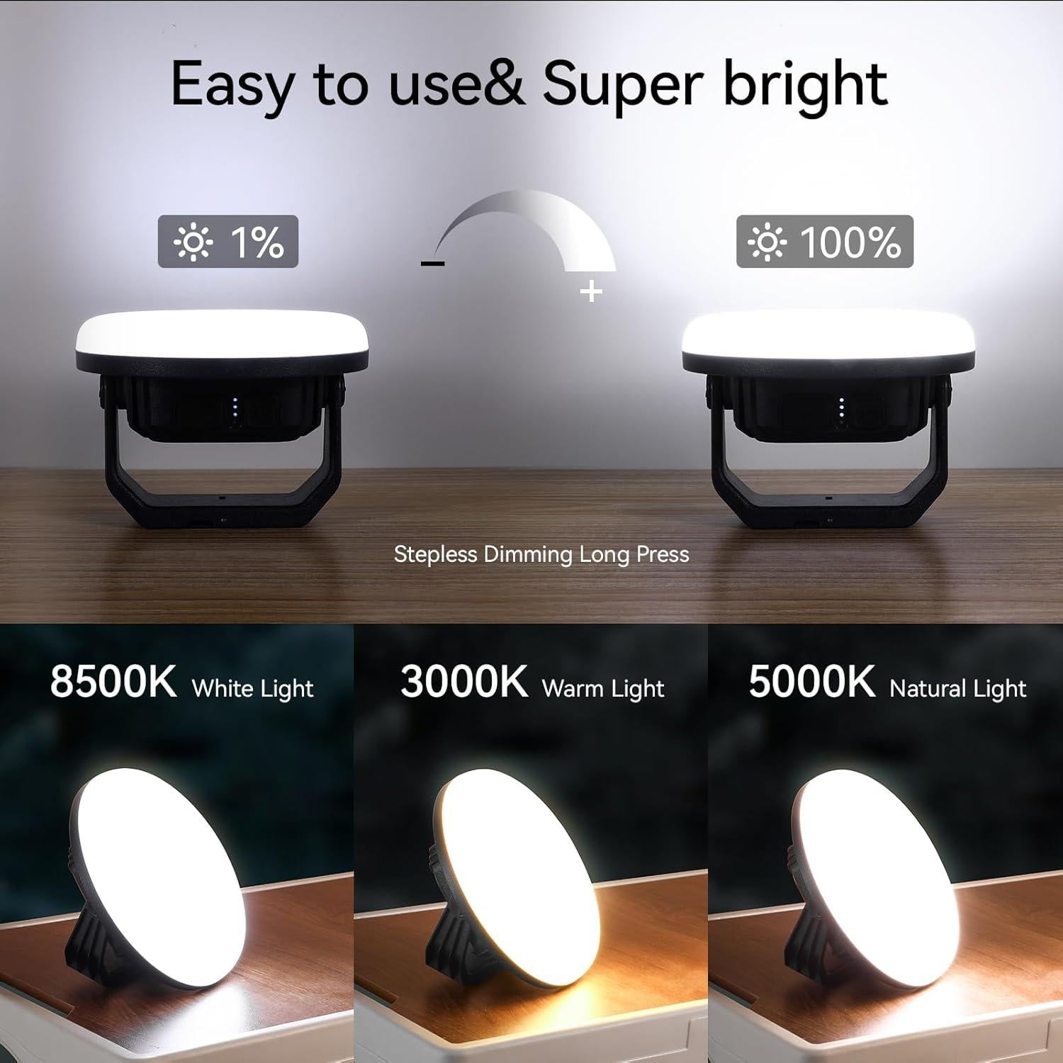 Linterna LED VAVOFO 30W Recargable 7200mAh IP65 Negra