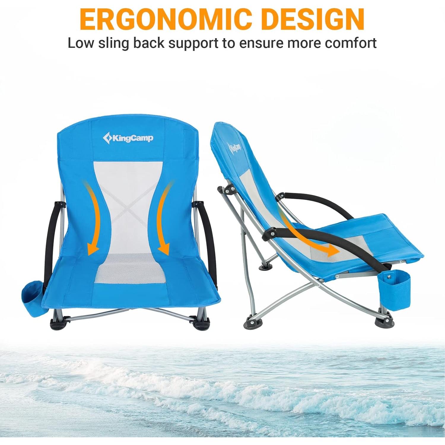 Silla de Playa KingCamp Low Plegable 2 Unidades 136kg Azul