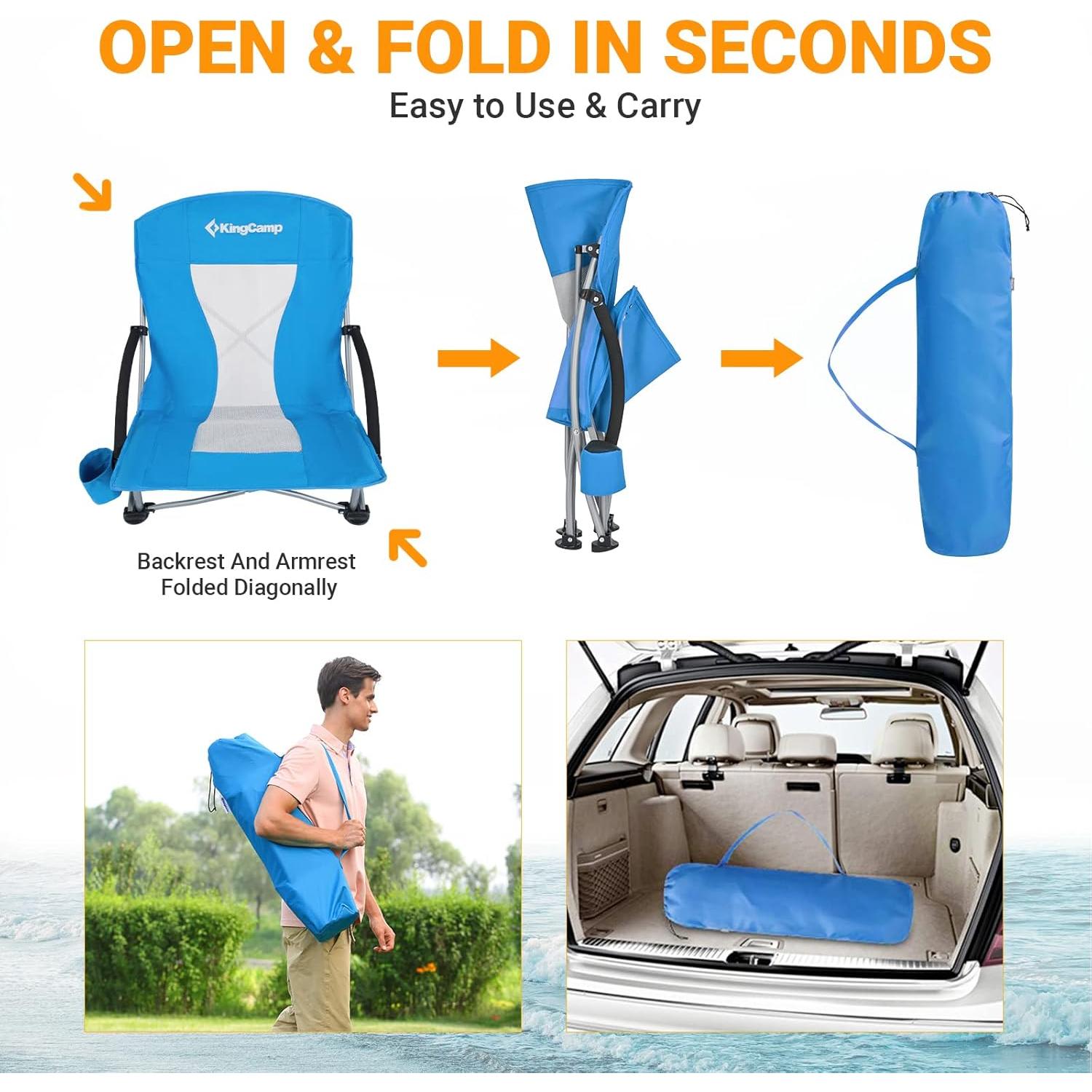 Silla de Playa KingCamp Low Plegable 2 Unidades 136kg Azul