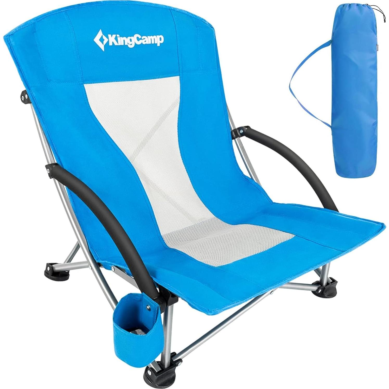Silla de Playa KingCamp Low Plegable 2 Unidades 136kg Azul