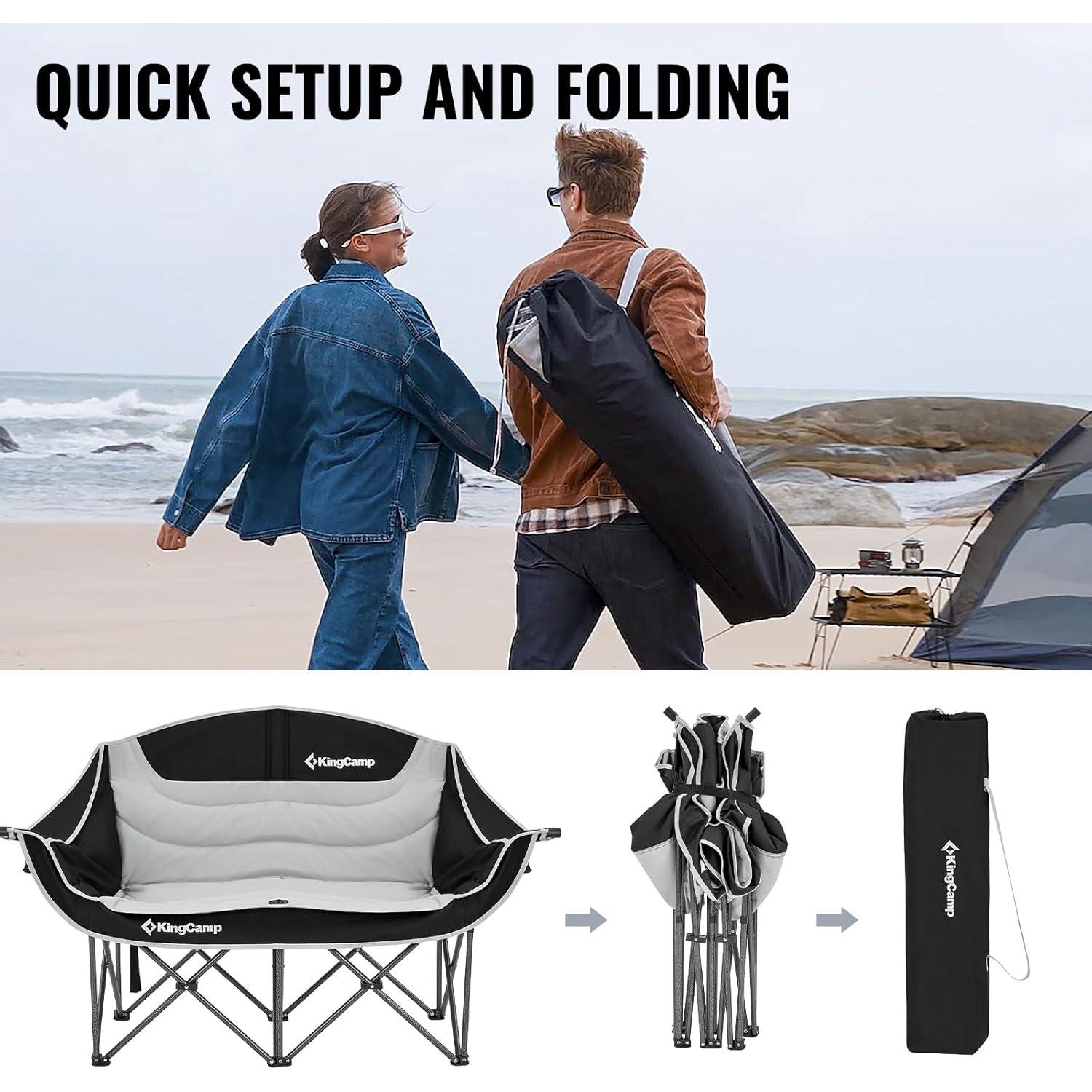 Silla de Camping Doble KingCamp Loveseat XL Acolchada 2 Personas