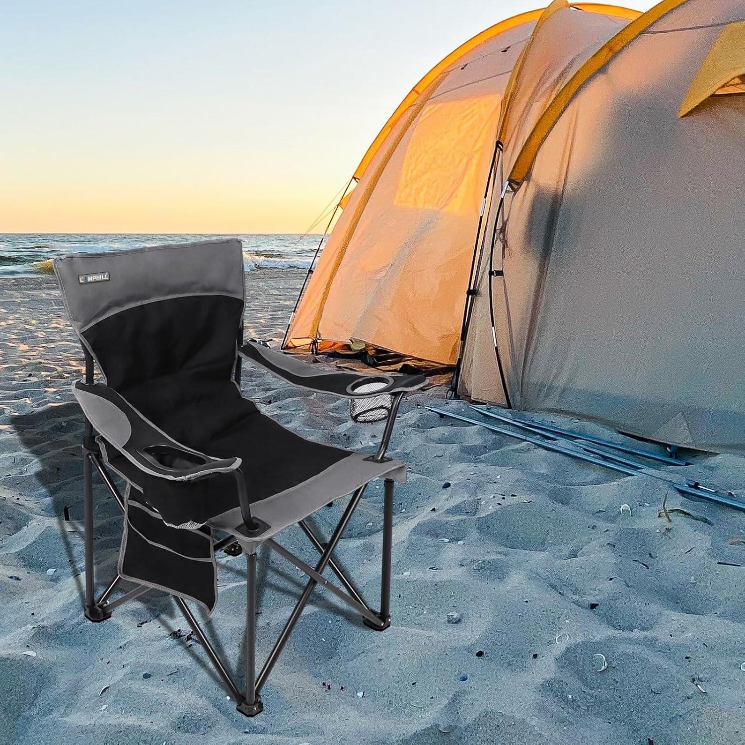 Oversized Portable Camping Chairs, Collapsible Outdoor Chairs with Pocket and Cup Holders, Carry Bag for Camping,Tailgates,Beach,and Sports