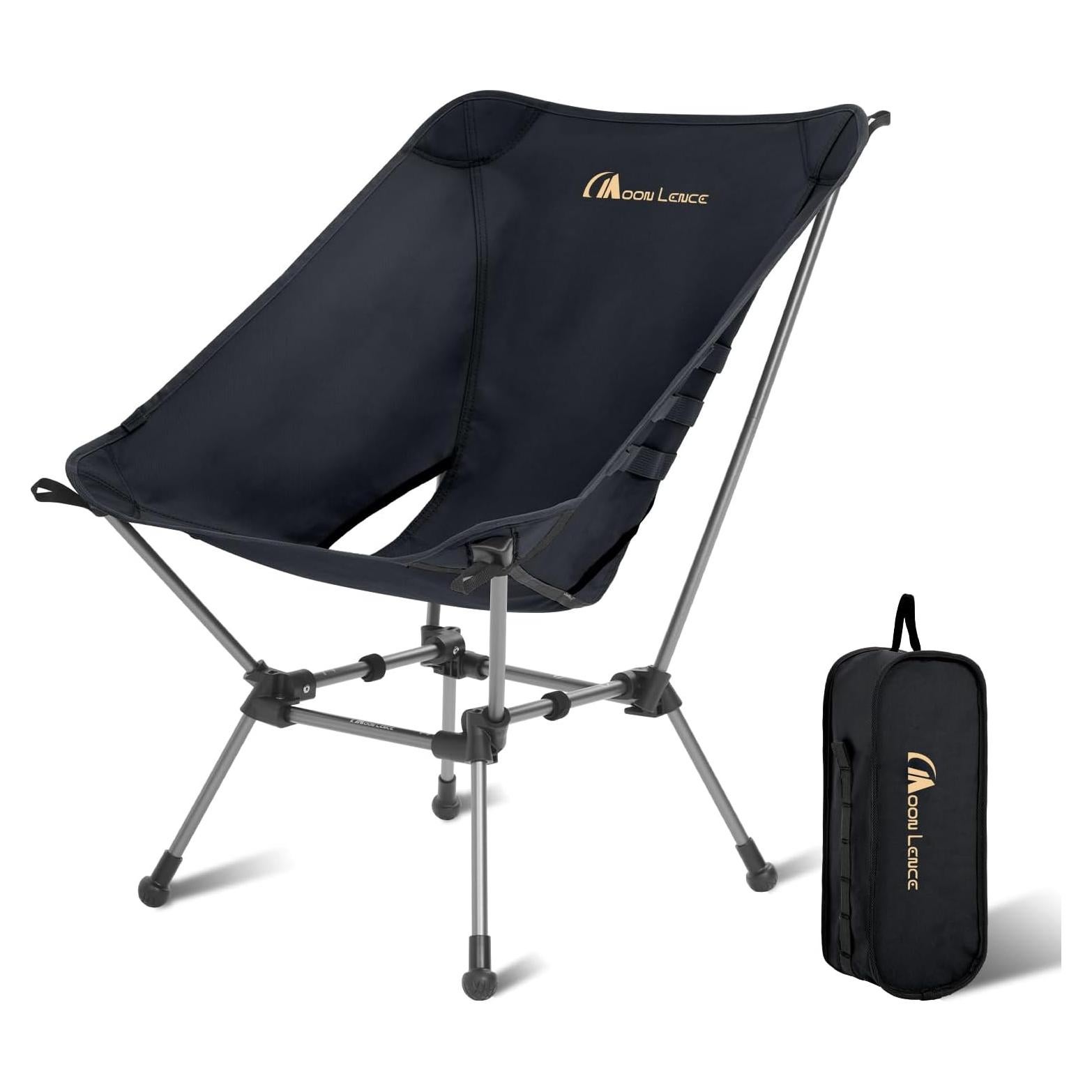 Silla de Camping Plegable MOON LENCE CH21P 400Lbs Negra