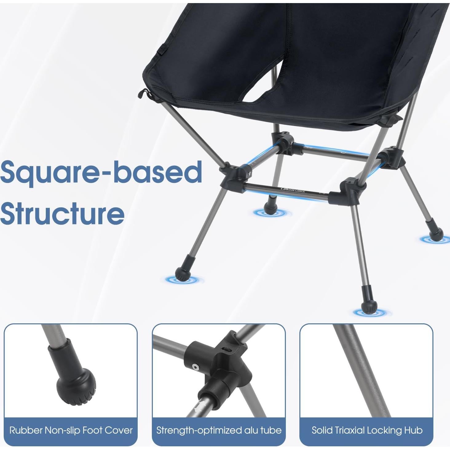 Silla de Camping Plegable MOON LENCE CH21P 400Lbs Negra