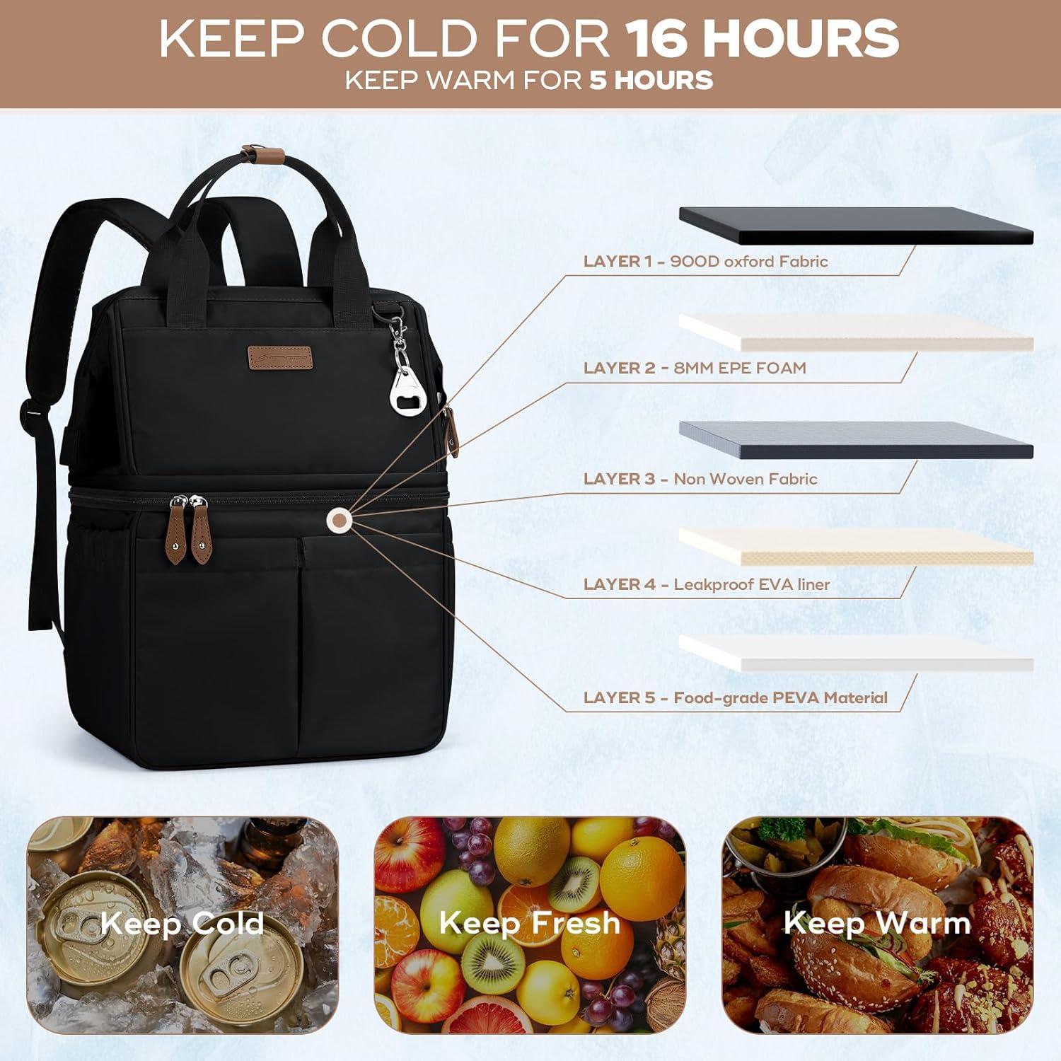 Mochila Enfriadora Maelstrom 24L Aislada Doble Nivel Negra