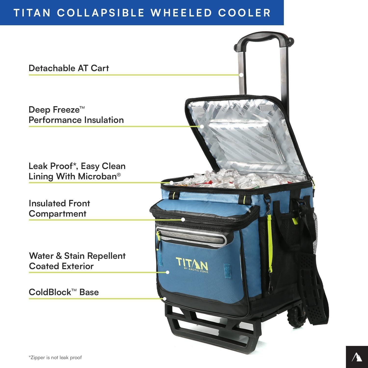 Enfriador con Ruedas Titan Deep Freeze 60 Latas Azul Marino