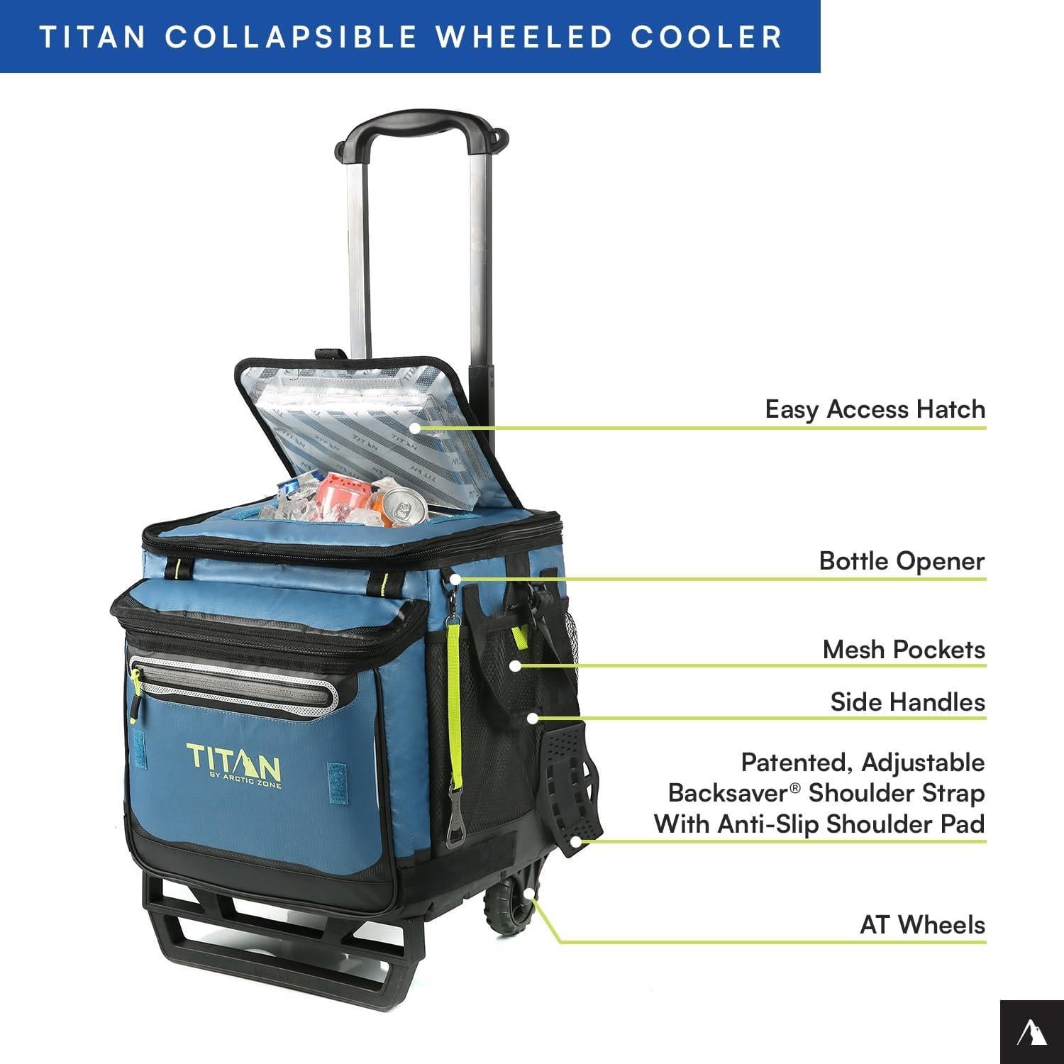 Enfriador con Ruedas Titan Deep Freeze 60 Latas Azul Marino