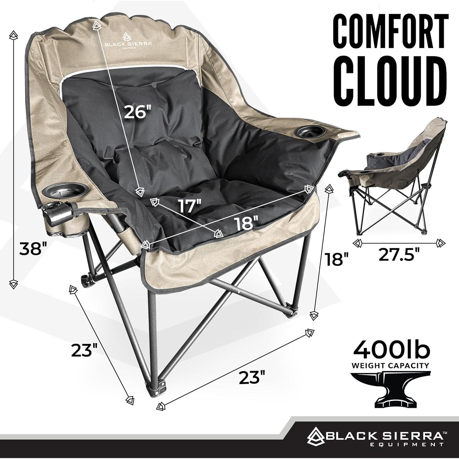 Silla de Camping Acolchada Black Sierra Comfort Cloud XL - Soporta 181kg