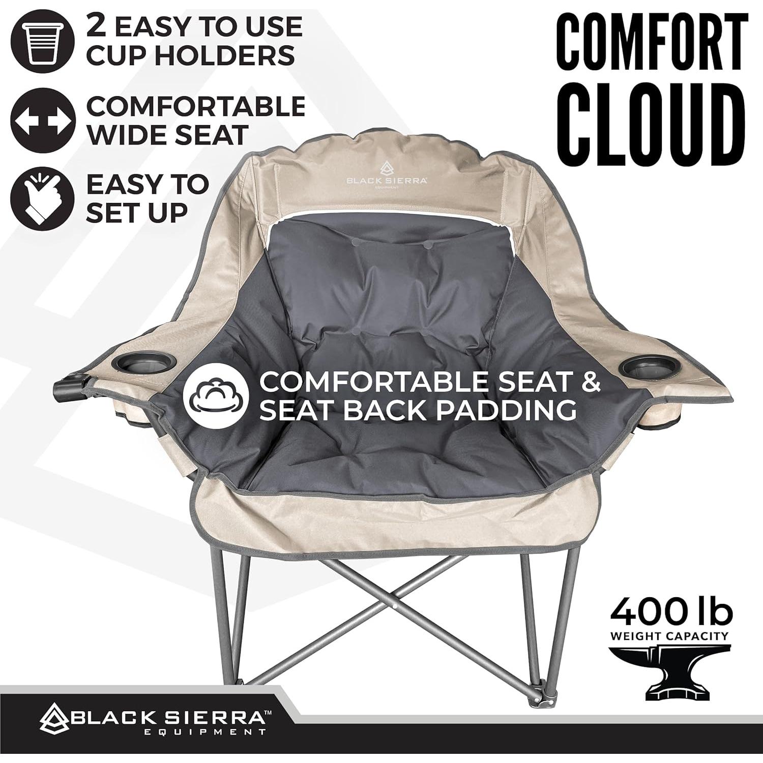 Silla de Camping Acolchada Black Sierra Comfort Cloud XL - Soporta 181kg