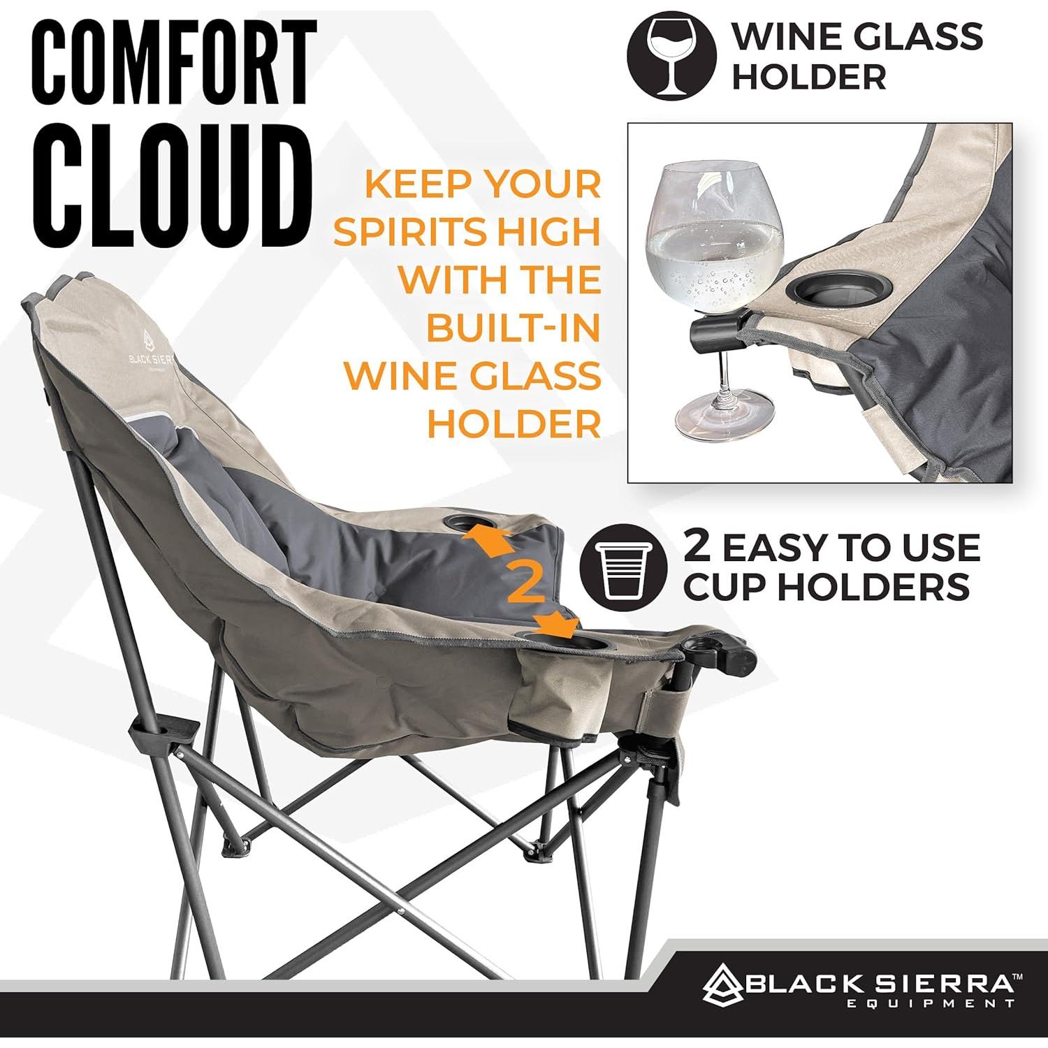 Silla de Camping Acolchada Black Sierra Comfort Cloud XL - Soporta 181kg