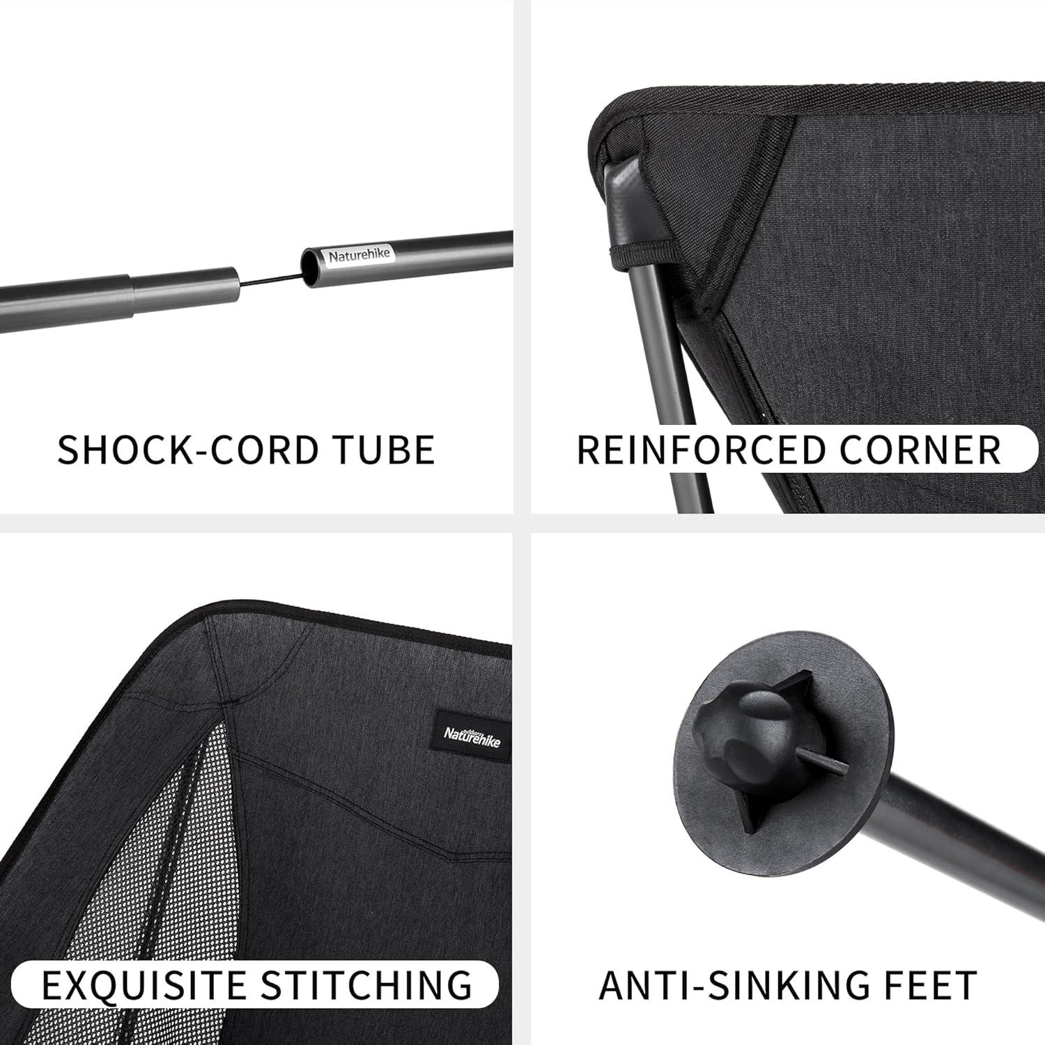 Naturehike YL05 Camping Chair, Ultralight Portable Camp Chair with Storage Bag, Compact Folding Beach Chair for Backpacking Hiking Fishing Picnic