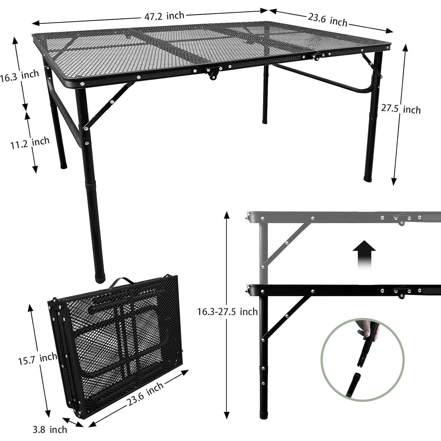 Mesa Plegable CampLand 12060A Aluminio 120x70 cm Negra