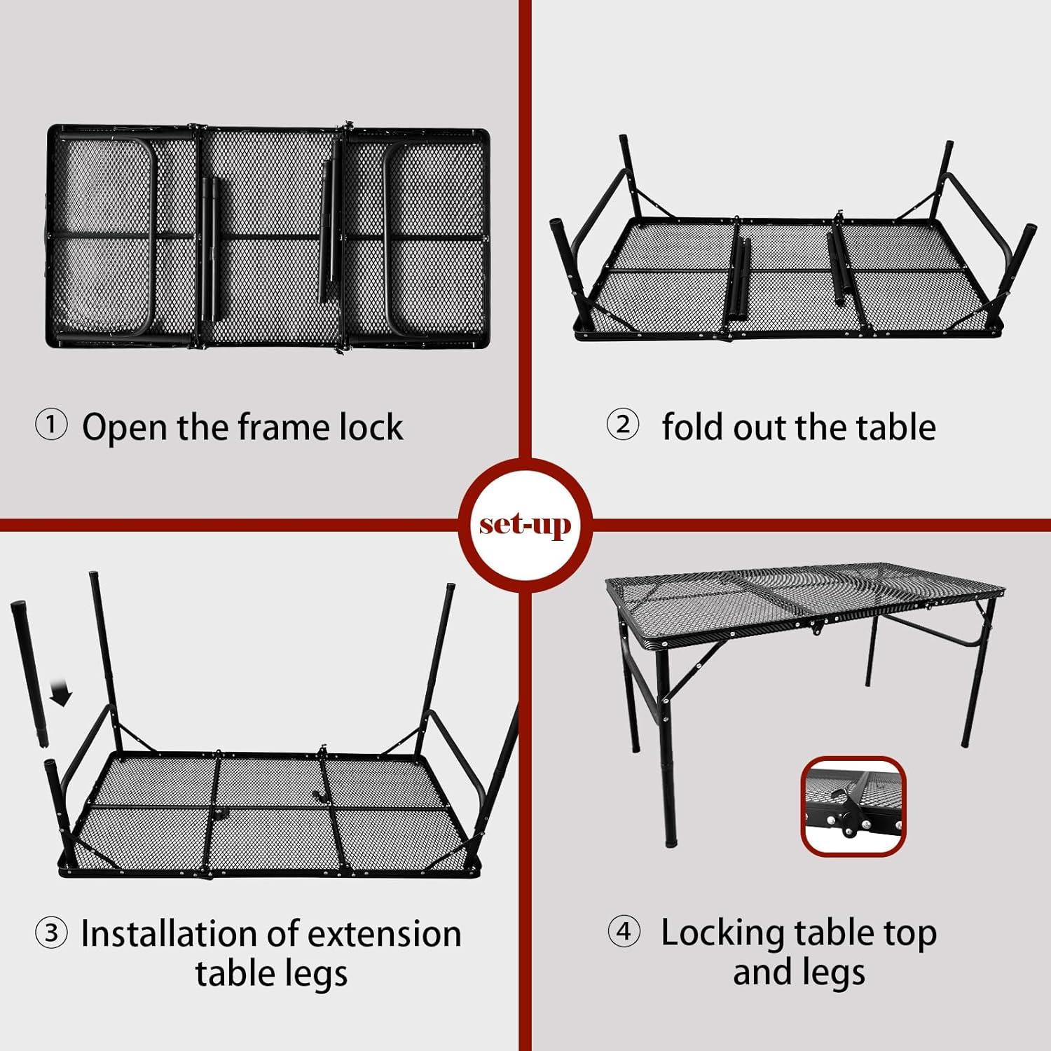 Mesa Plegable CampLand 12060A Aluminio 120x70 cm Negra