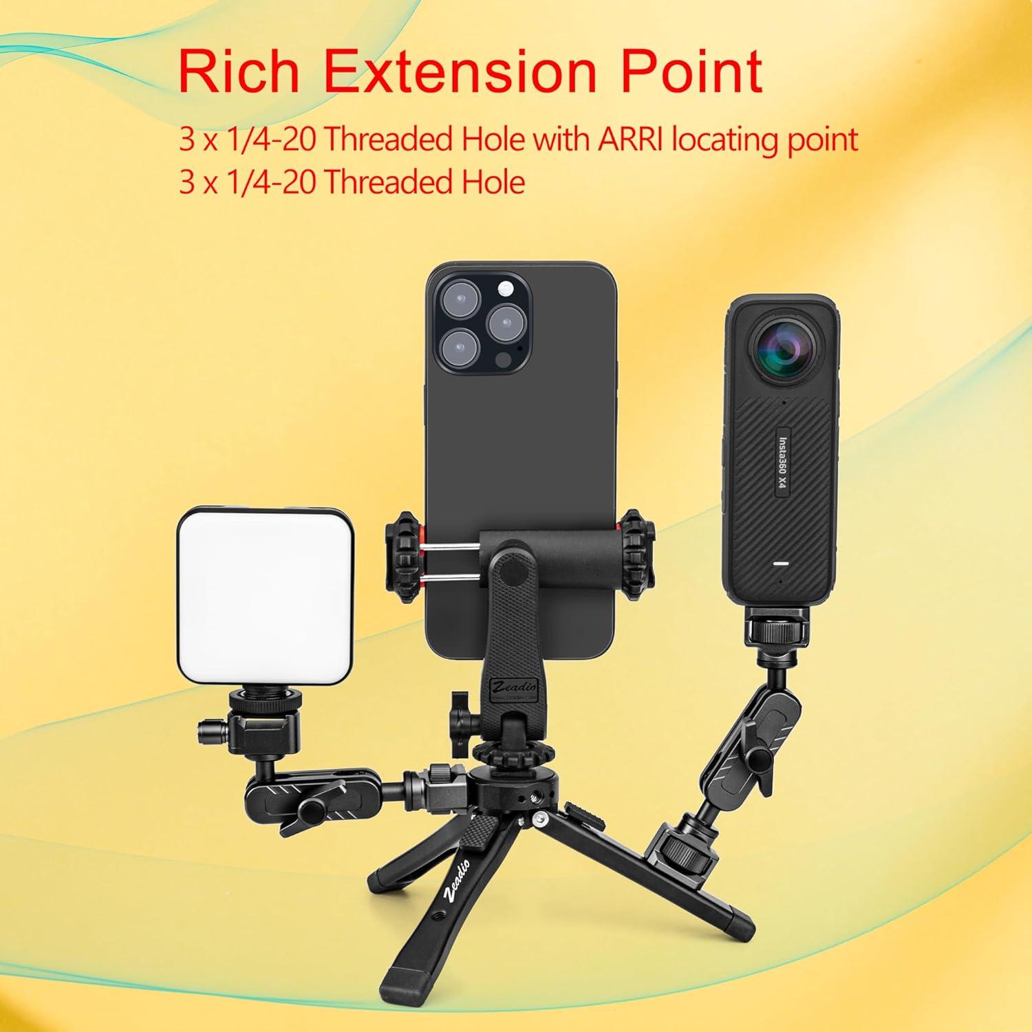 Trípode de Metal Zeadio Ajustable para Cámara y Vlog