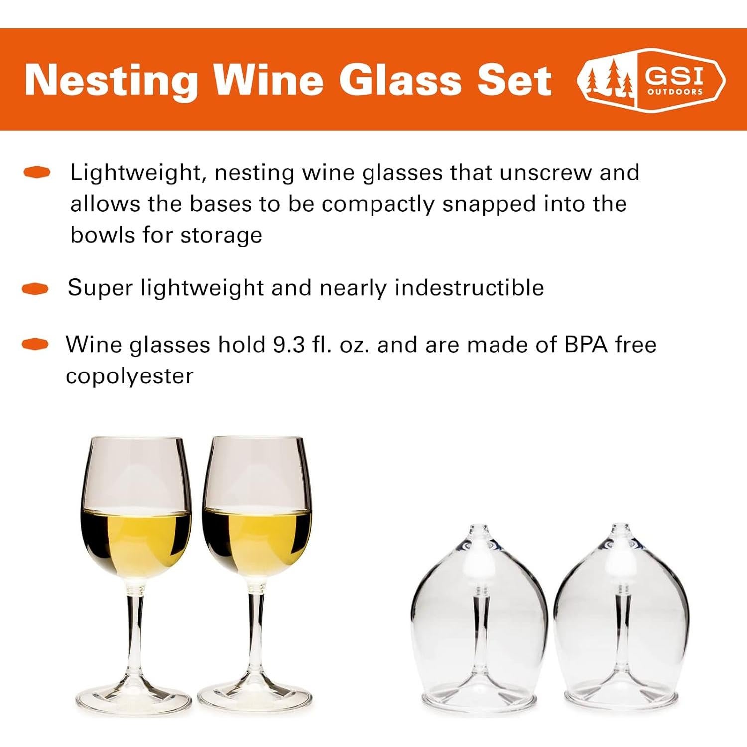 Juego de 2 Copas de Vino Apilables GSI Outdoors 275ml