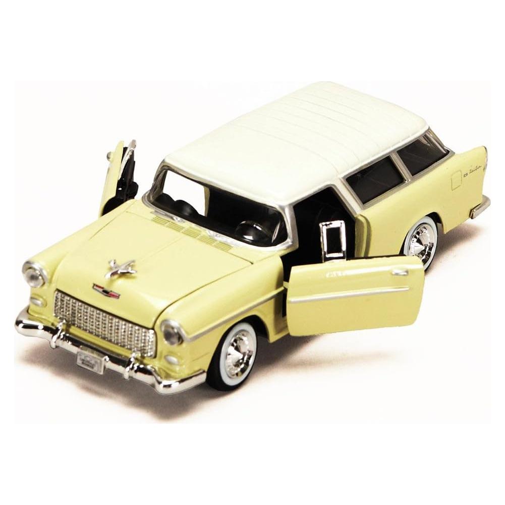 Modelo de Coche Diecast 1955 Chevy Bel Air Nomad Amarillo 1/24