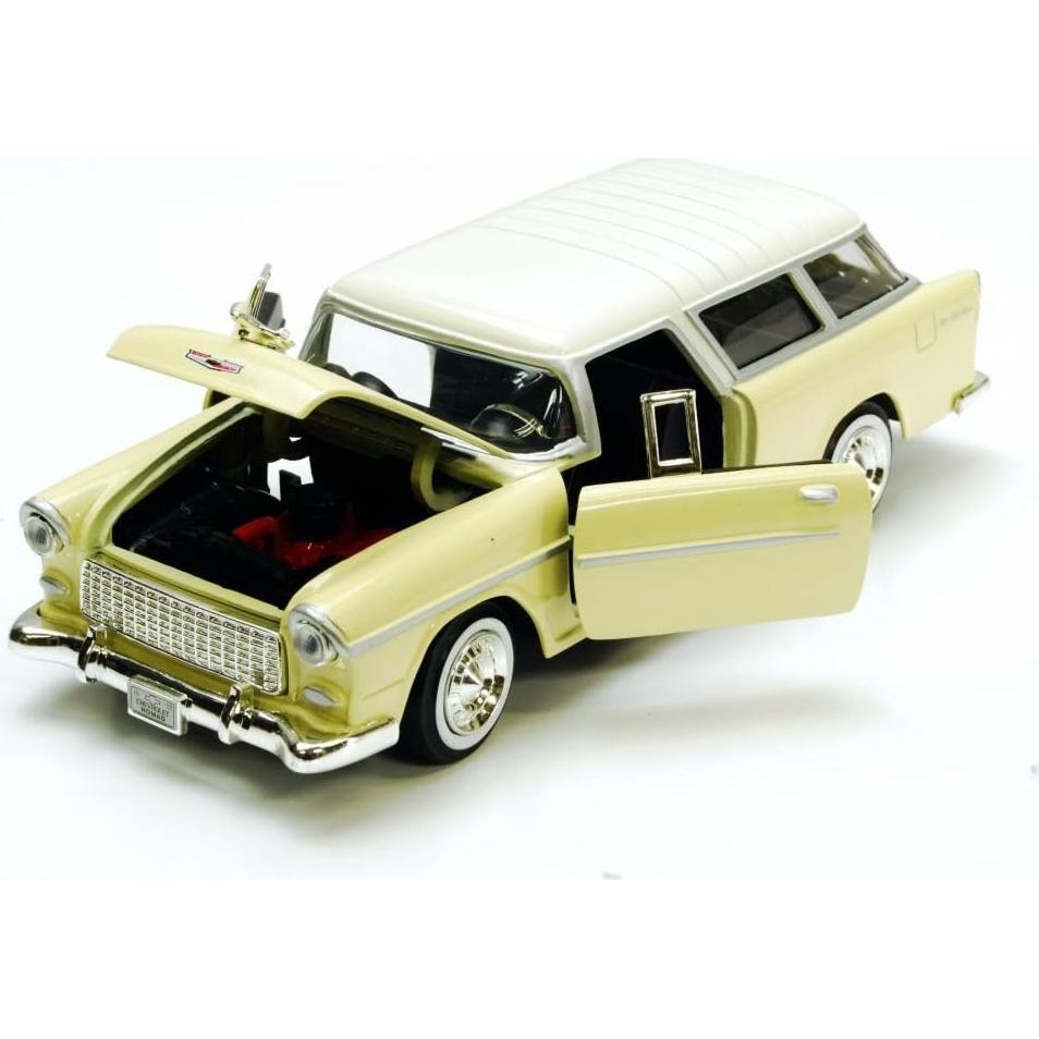 Modelo de Coche Diecast 1955 Chevy Bel Air Nomad Amarillo 1/24