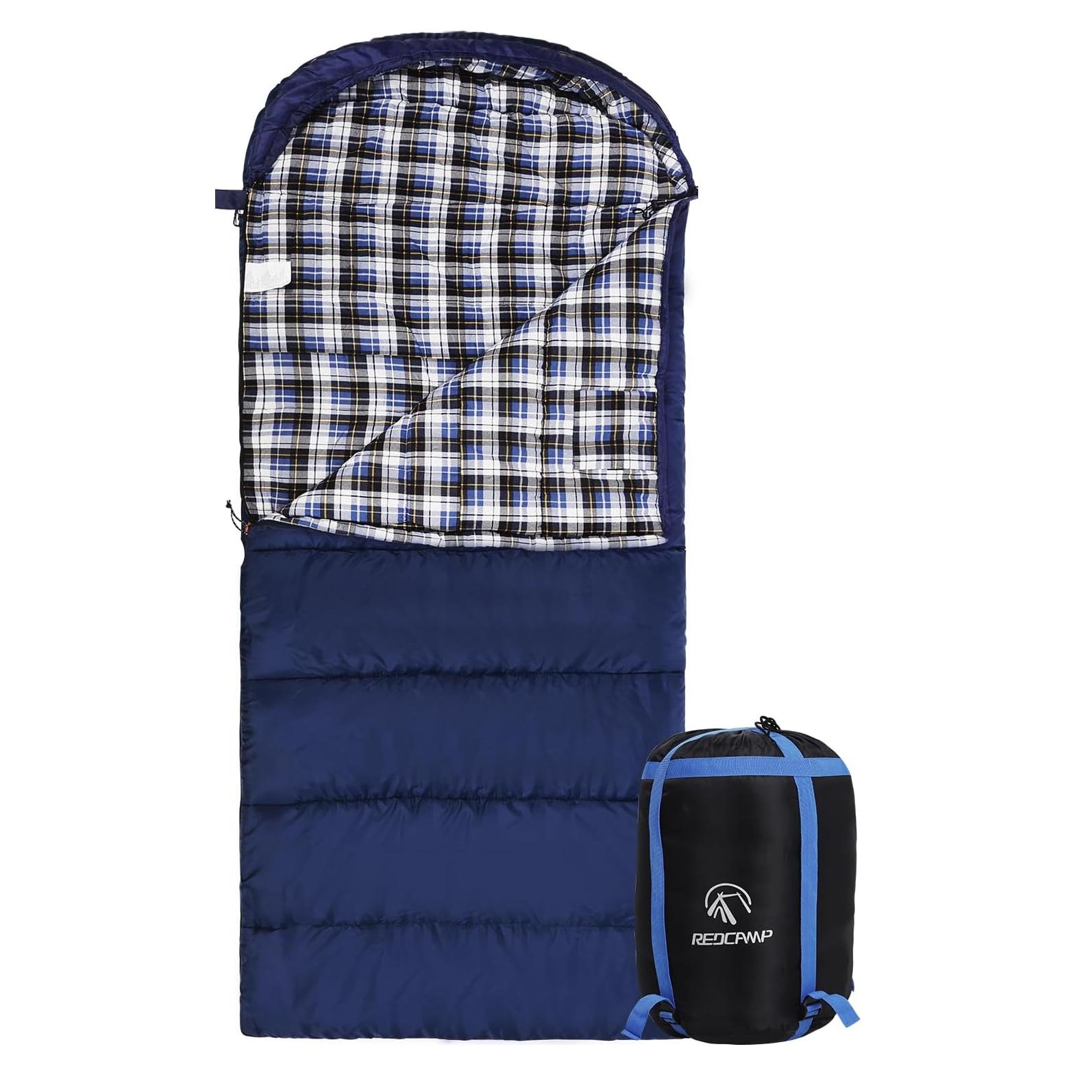 Saco de Dormir REDCAMP XL Franela Algodón 2lbs Azul 230x90cm