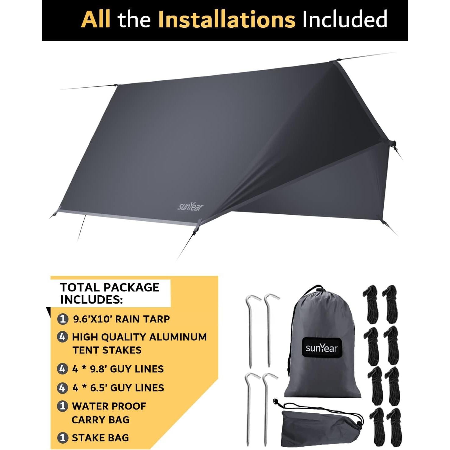Lona de Lluvia Sunyear 3.05x2.92m para Hamaca - Impermeable