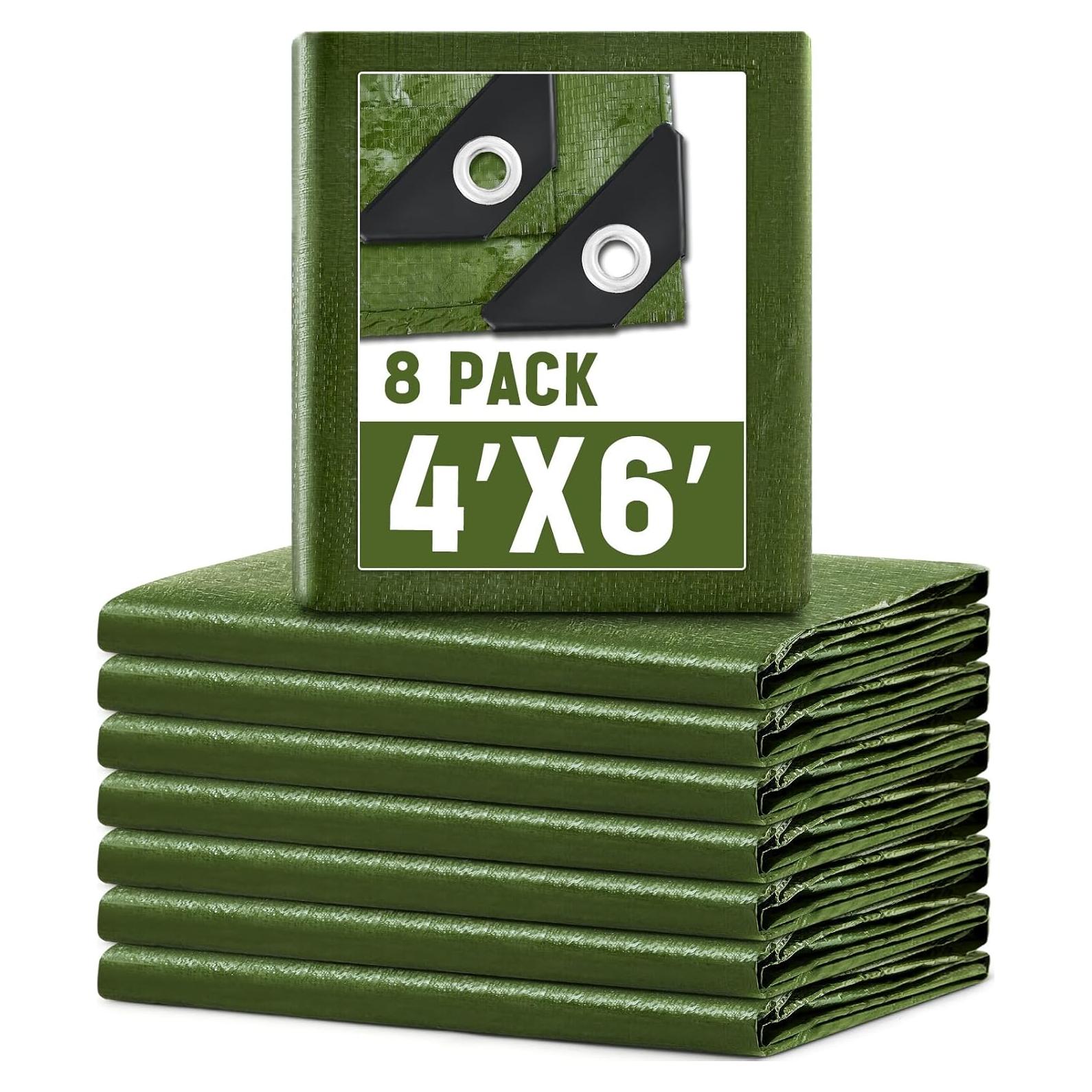 Paquete de 8 Lonas Impermeables GliCraft 1.22 x 1.83 m Verde Militar