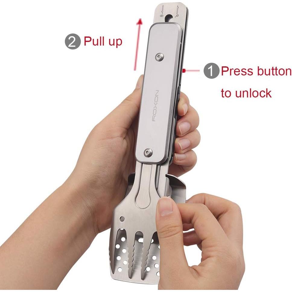 Juego de Herramientas de Barbacoa 4 en 1 ROXON S602 Gris