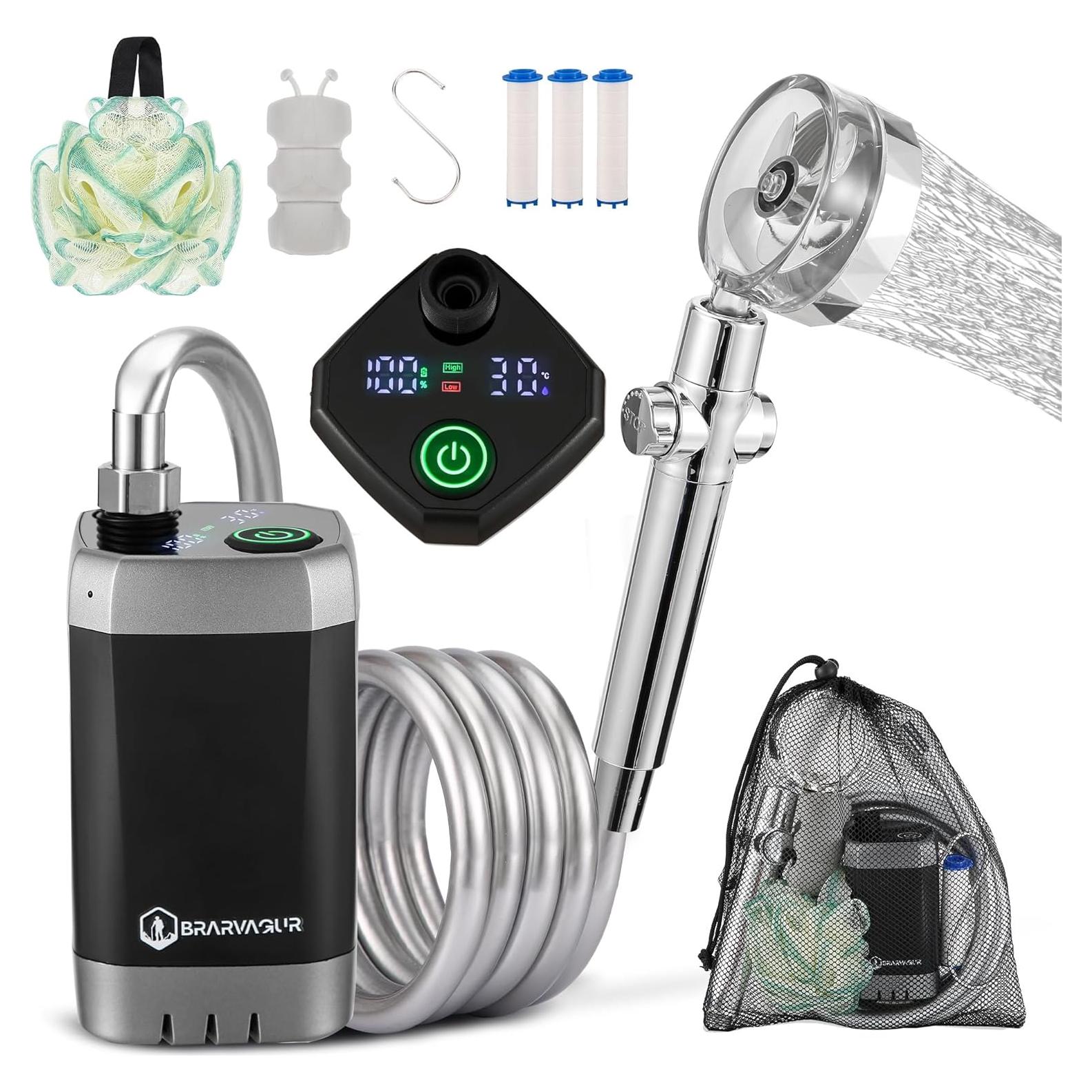 Ducha de Camping Portátil Brarvagur 7800mAh con Manguera 2m
