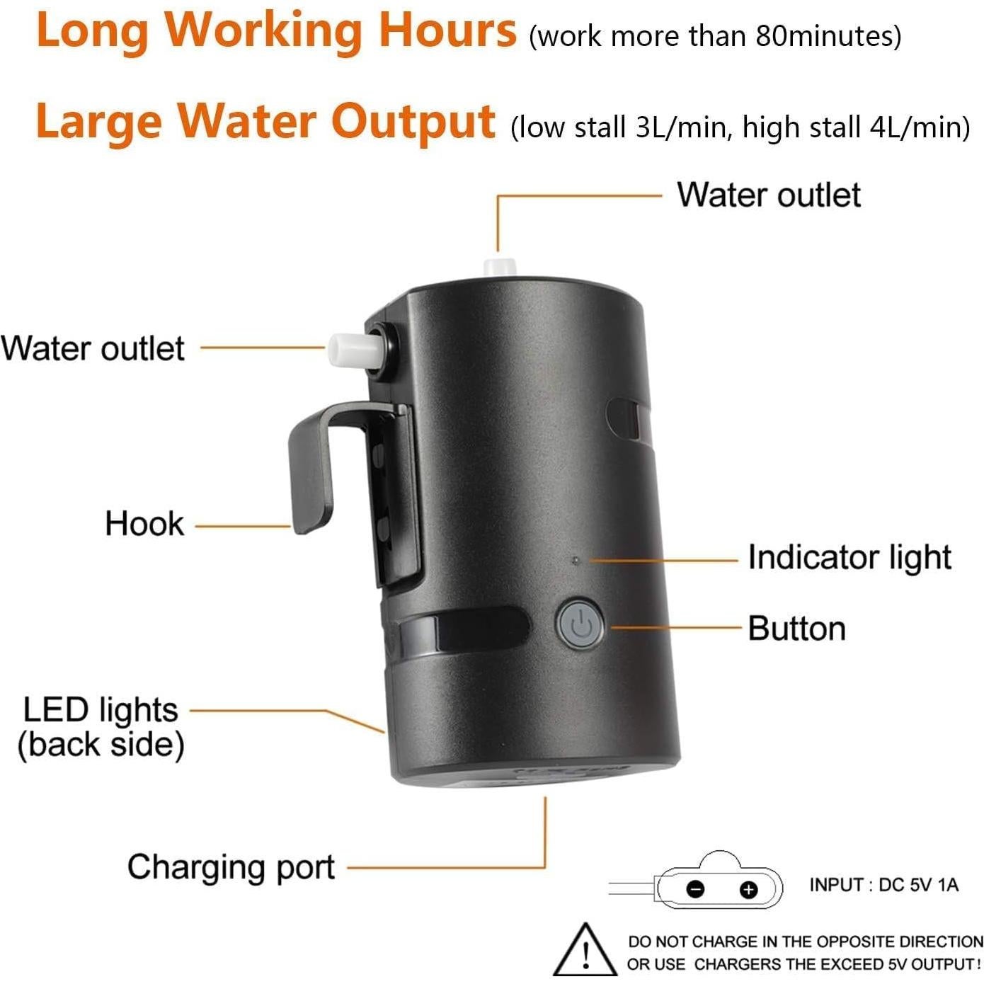 Ducha Portátil AZXJC S91 Recargable 4400mAh IPX7 para Camping