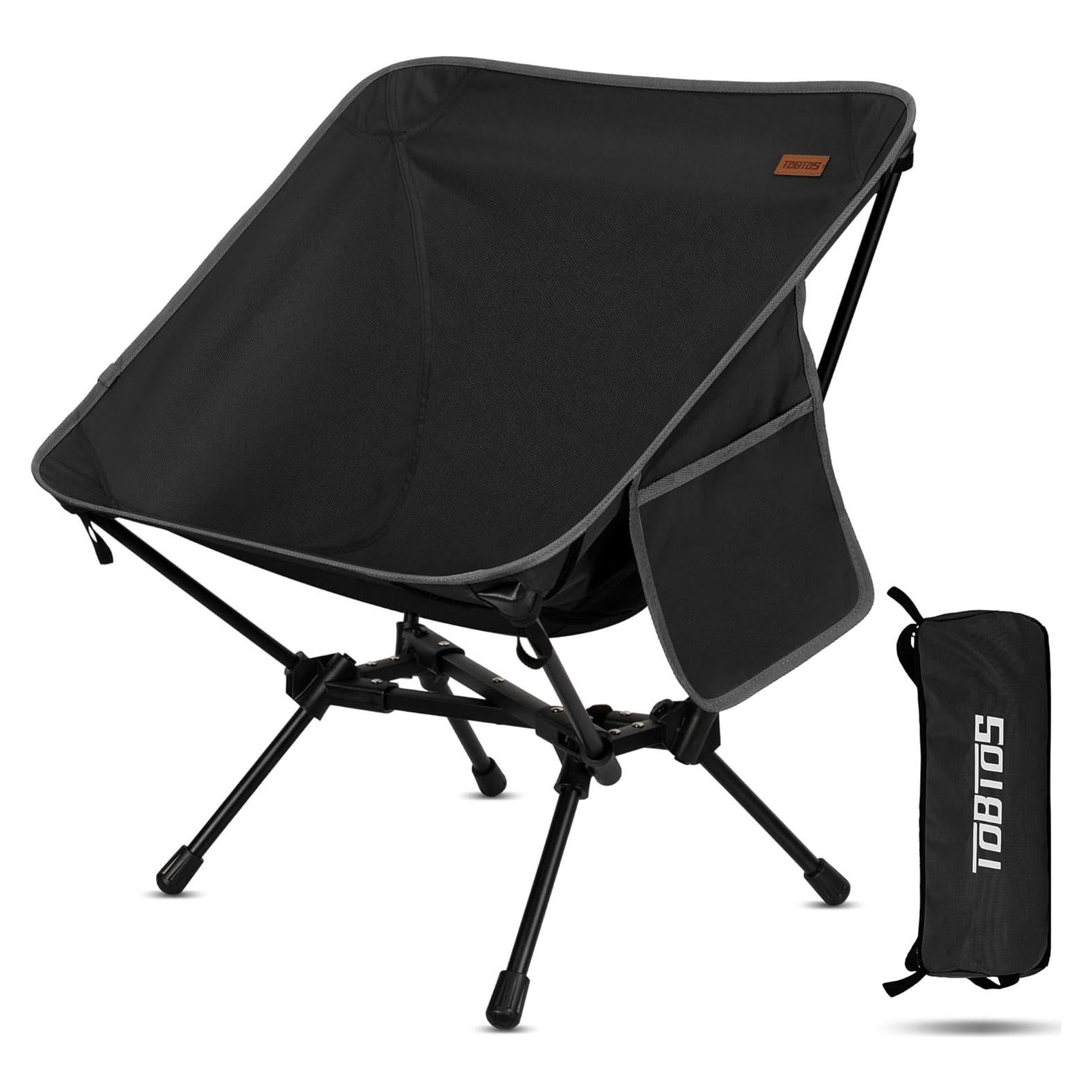 Silla de Camping Ultraligera TOBTOS Plegable 1.27 kg Negro