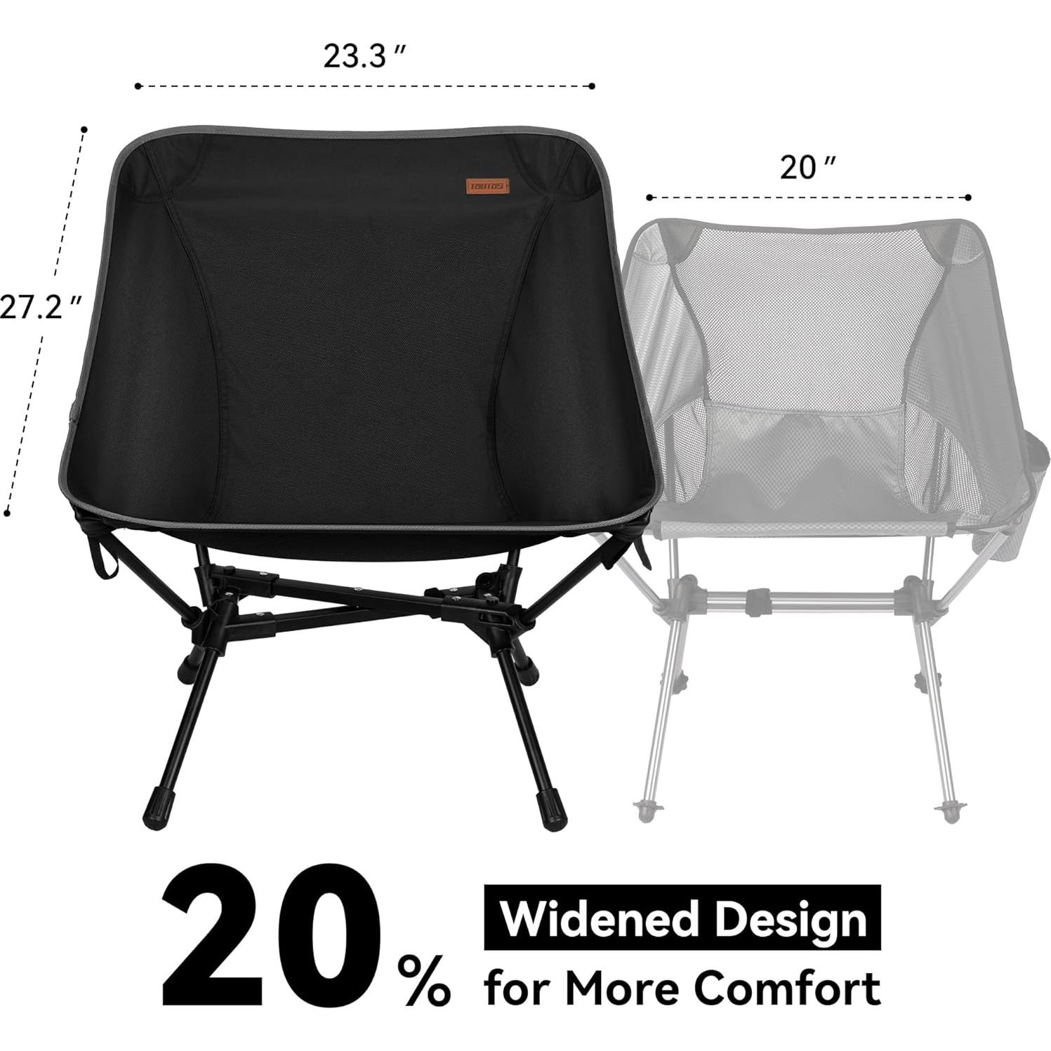 Silla de Camping Ultraligera TOBTOS Plegable 1.27 kg Negro