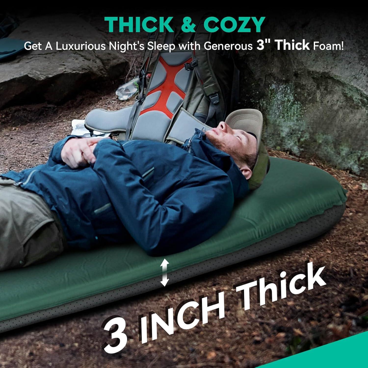 Almohadilla Autoinflable Hikenture US 1189-A2 Verde 7.62 cm