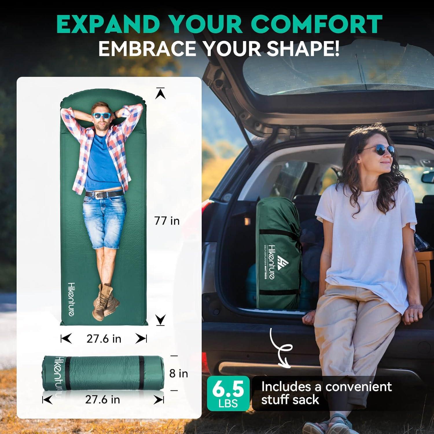 Almohadilla Autoinflable Hikenture US 1189-A2 Verde 7.62 cm