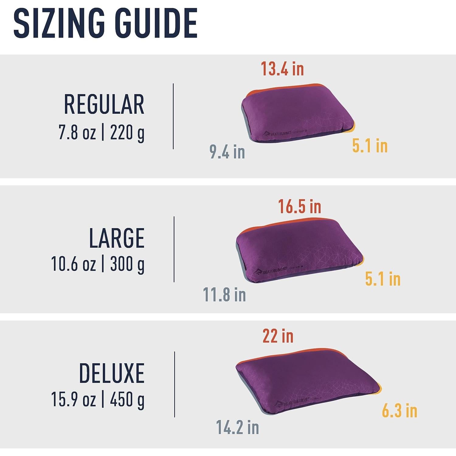 Almohada de Camping Sea to Summit Grande 41.9x30cm Gris