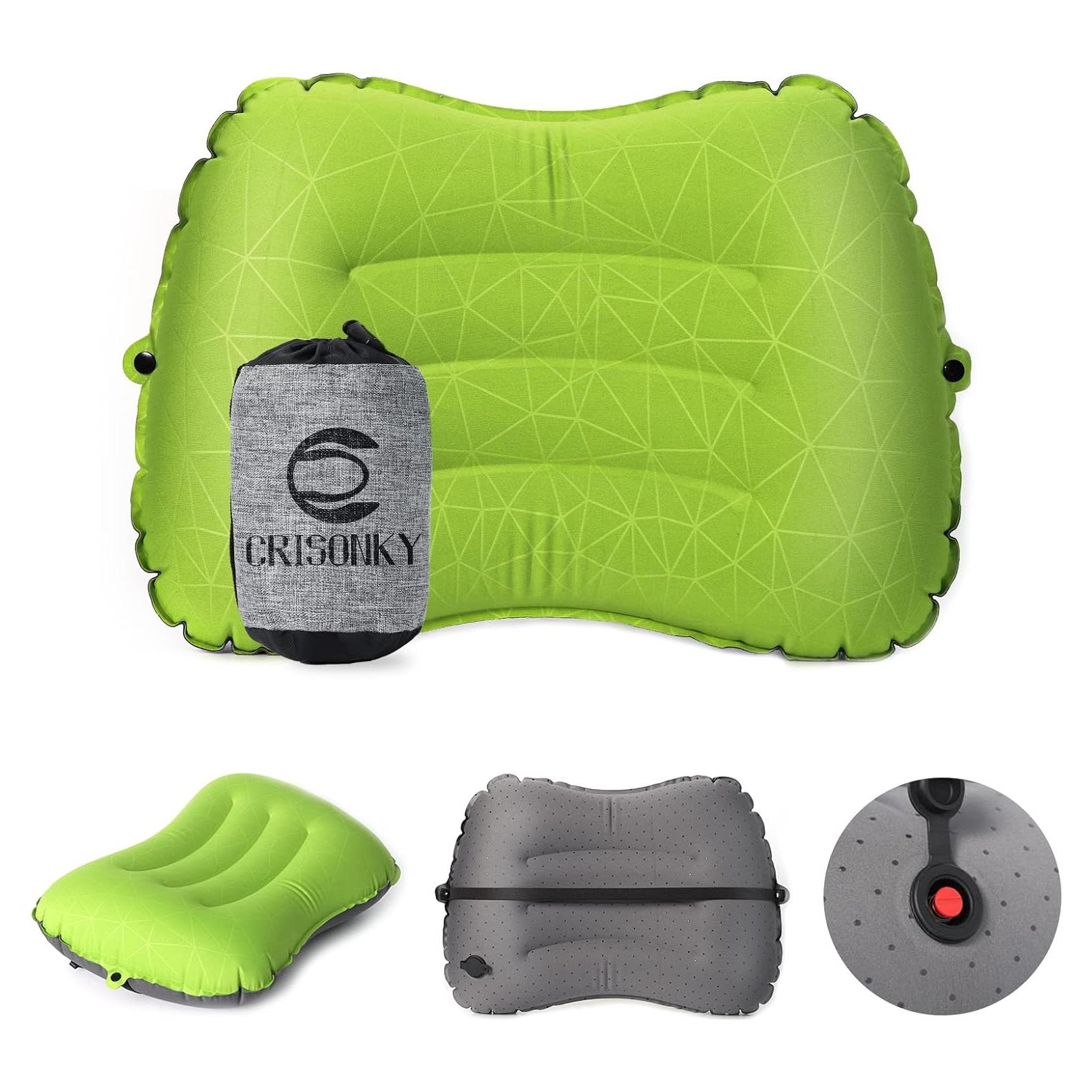 Almohada Inflable de Camping Crisonky con Bomba - 14.5x10 cm