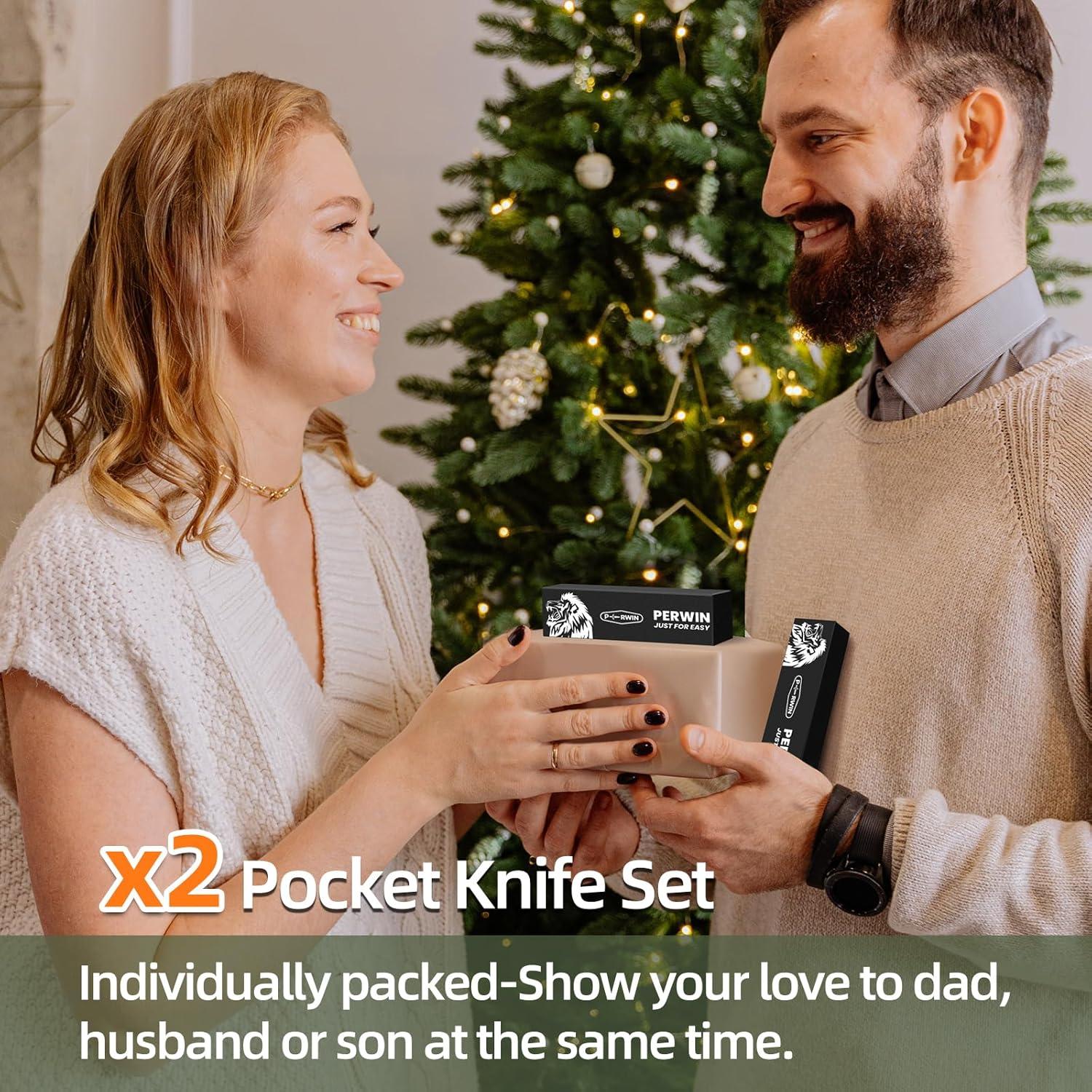 Cuchillo de bolsillo PERWIN EDC 2 piezas 8Cr17MoV 7.8 cm