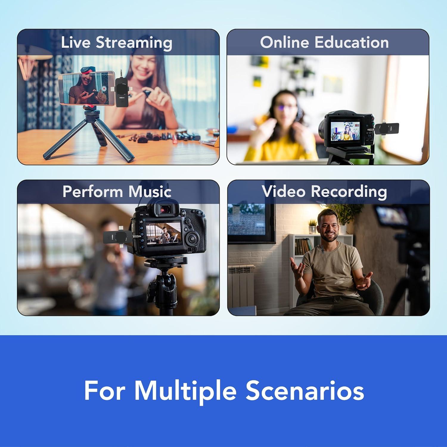 Micrófono Lavalier Inalámbrico RGBlink K2 3 en 1 para YouTube