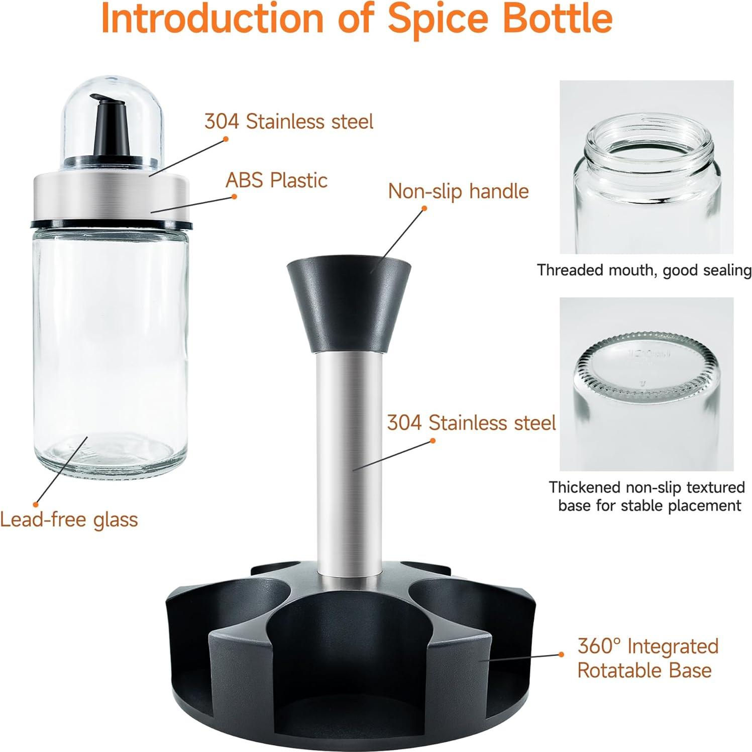 Juego de dispensadores de condimentos Mlici 6 botellas vidrio