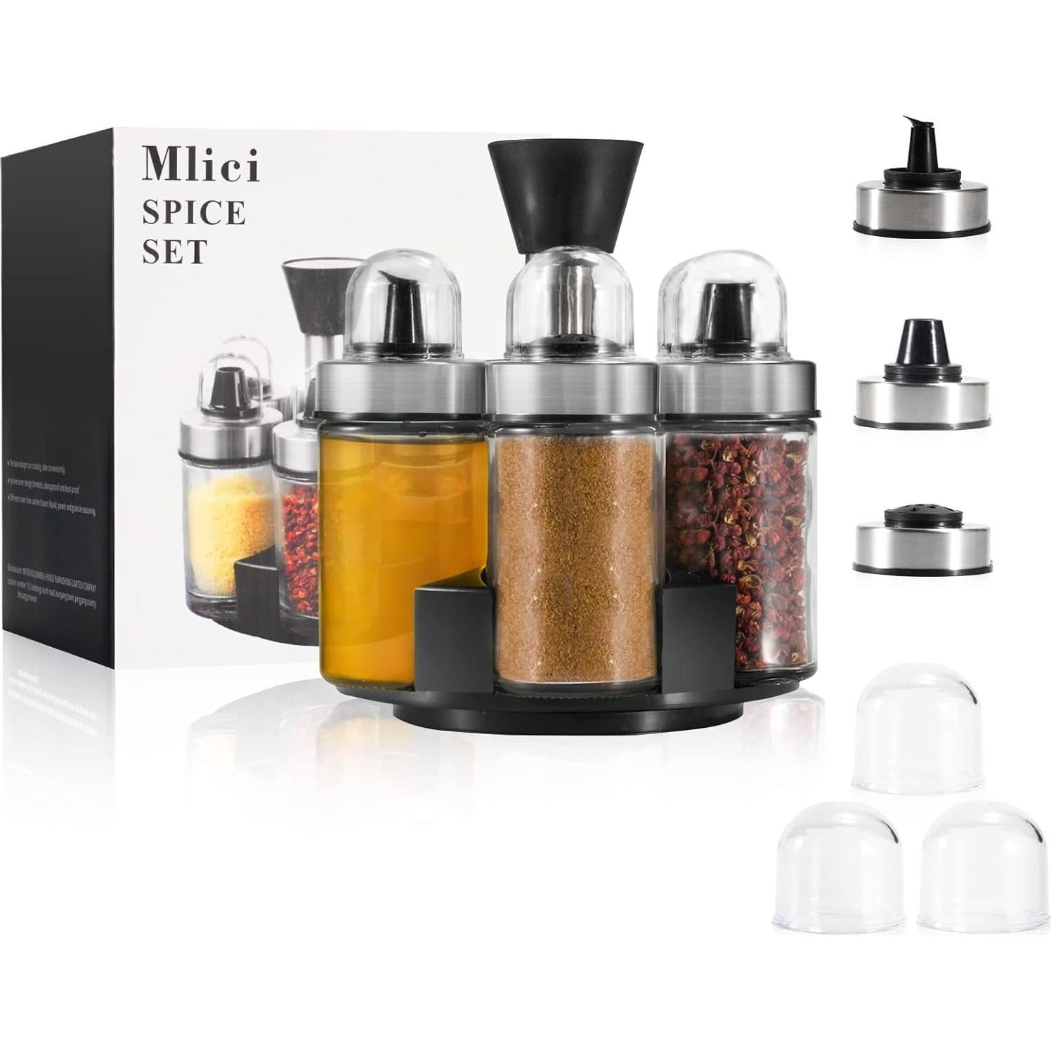 Juego de dispensadores de condimentos Mlici 6 botellas vidrio