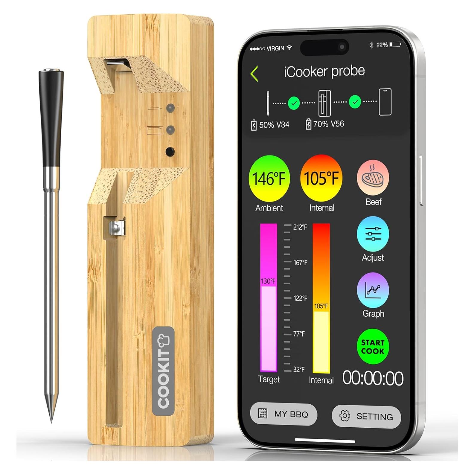 Termómetro de Carne Inalámbrico COOKIT MW2PLUS Bluetooth 700ft