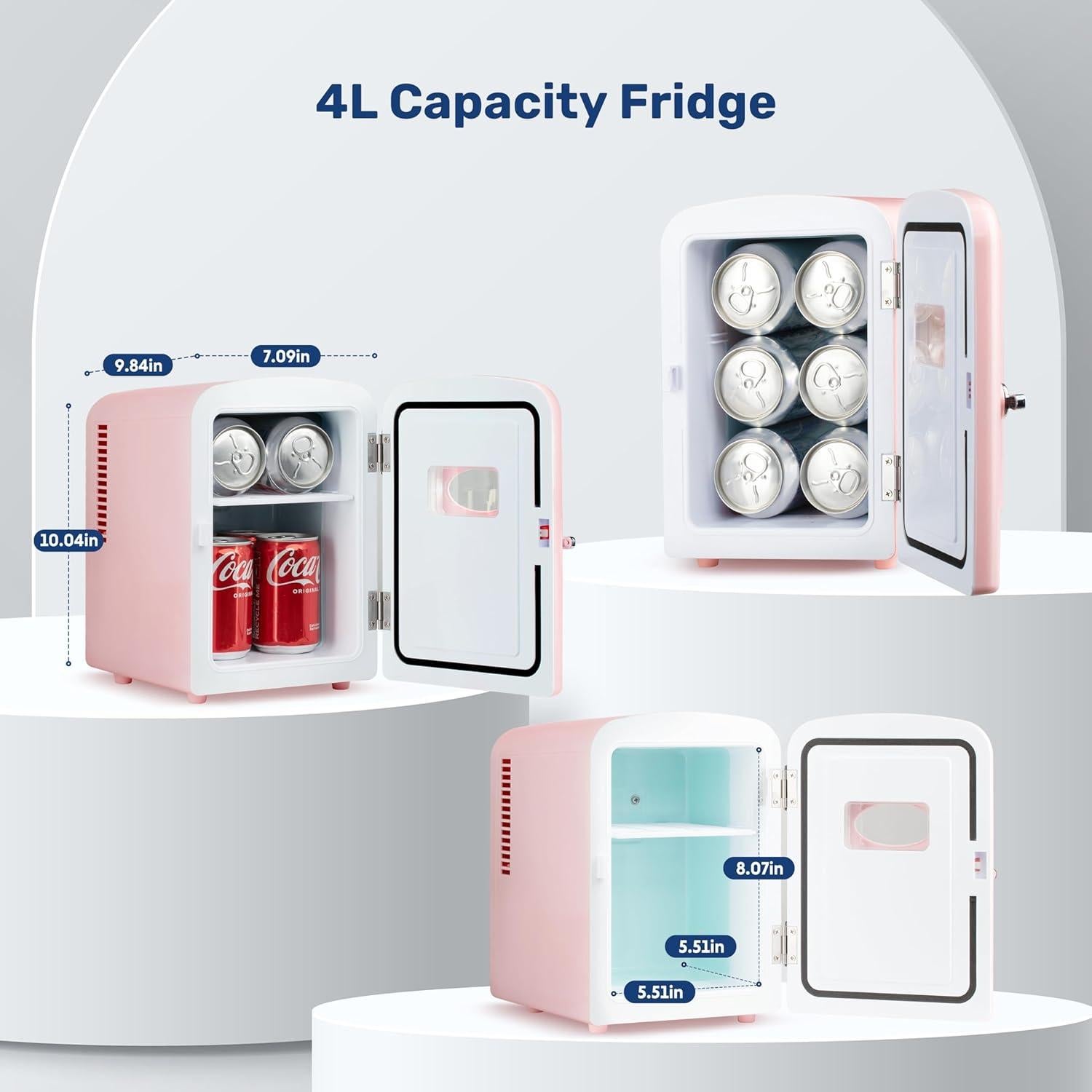 Refrigerador Mini Simple Deluxe 4L Rosa Portátil Ecológico