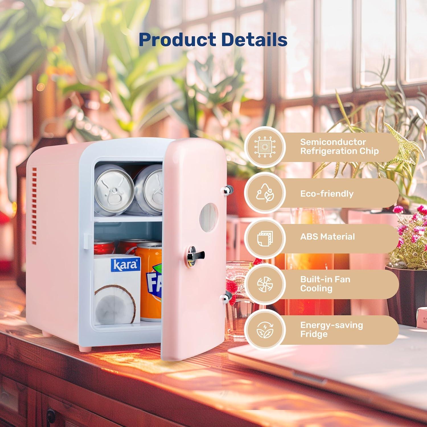 Refrigerador Mini Simple Deluxe 4L Rosa Portátil Ecológico