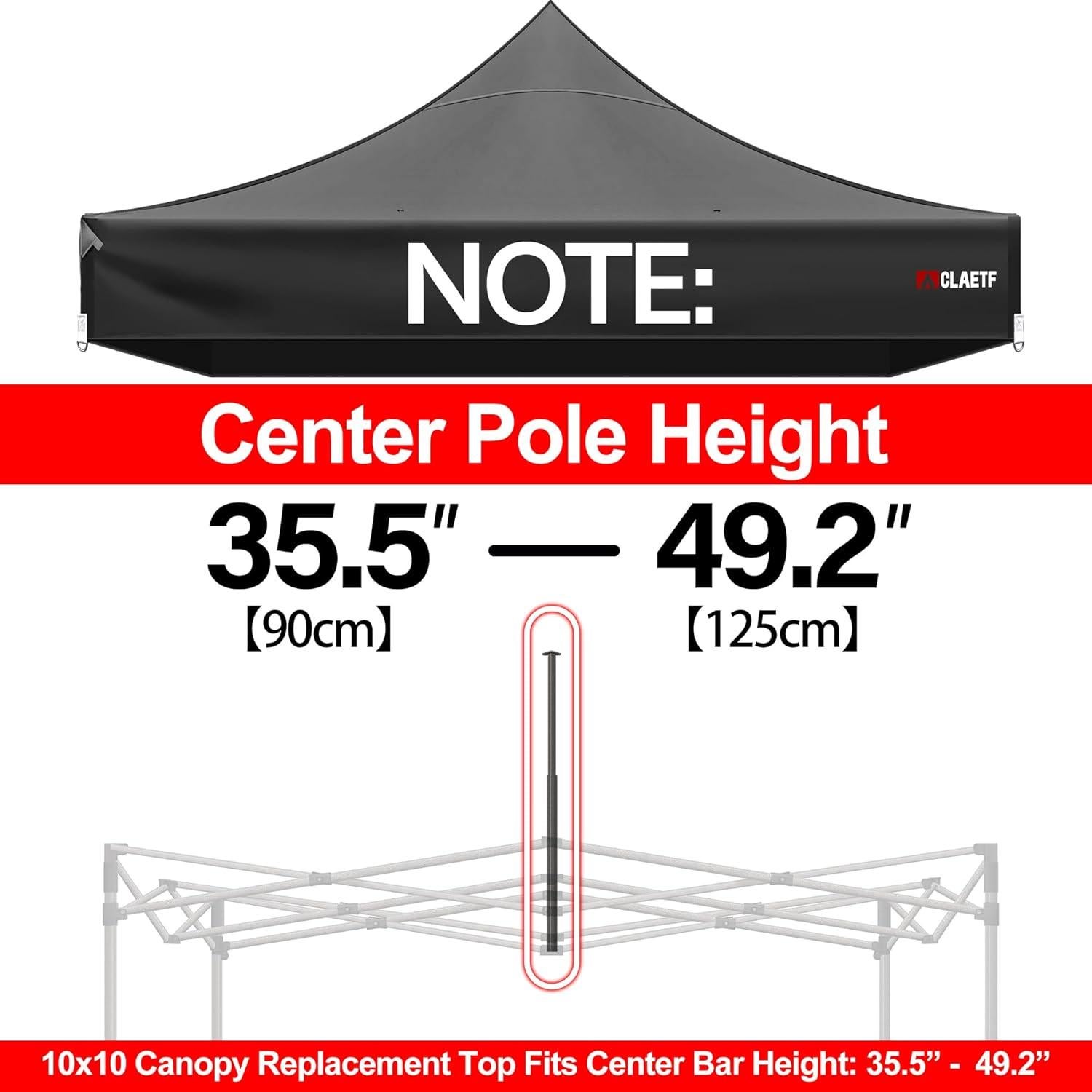Techo de Carpa Plegable 10x10 CLAETF Negro Impermeable