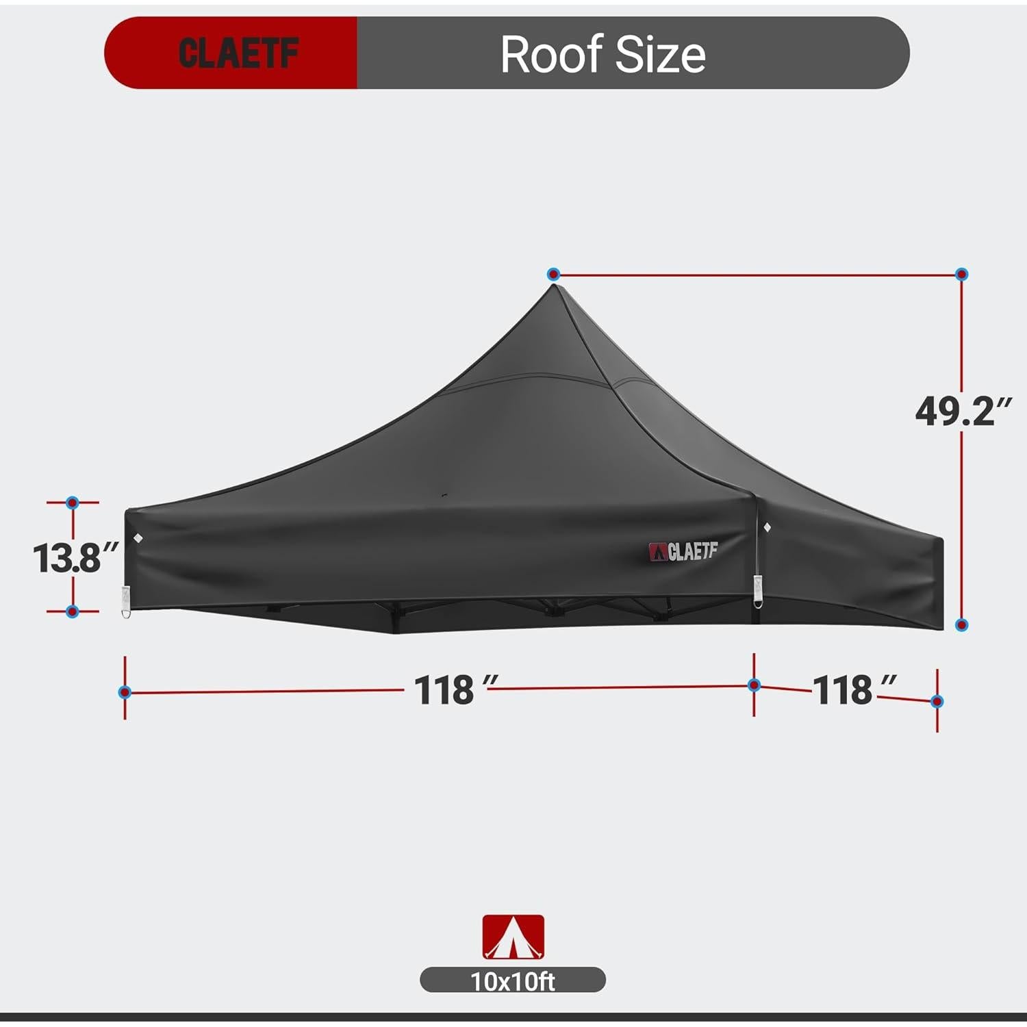 Techo de Carpa Plegable 10x10 CLAETF Negro Impermeable