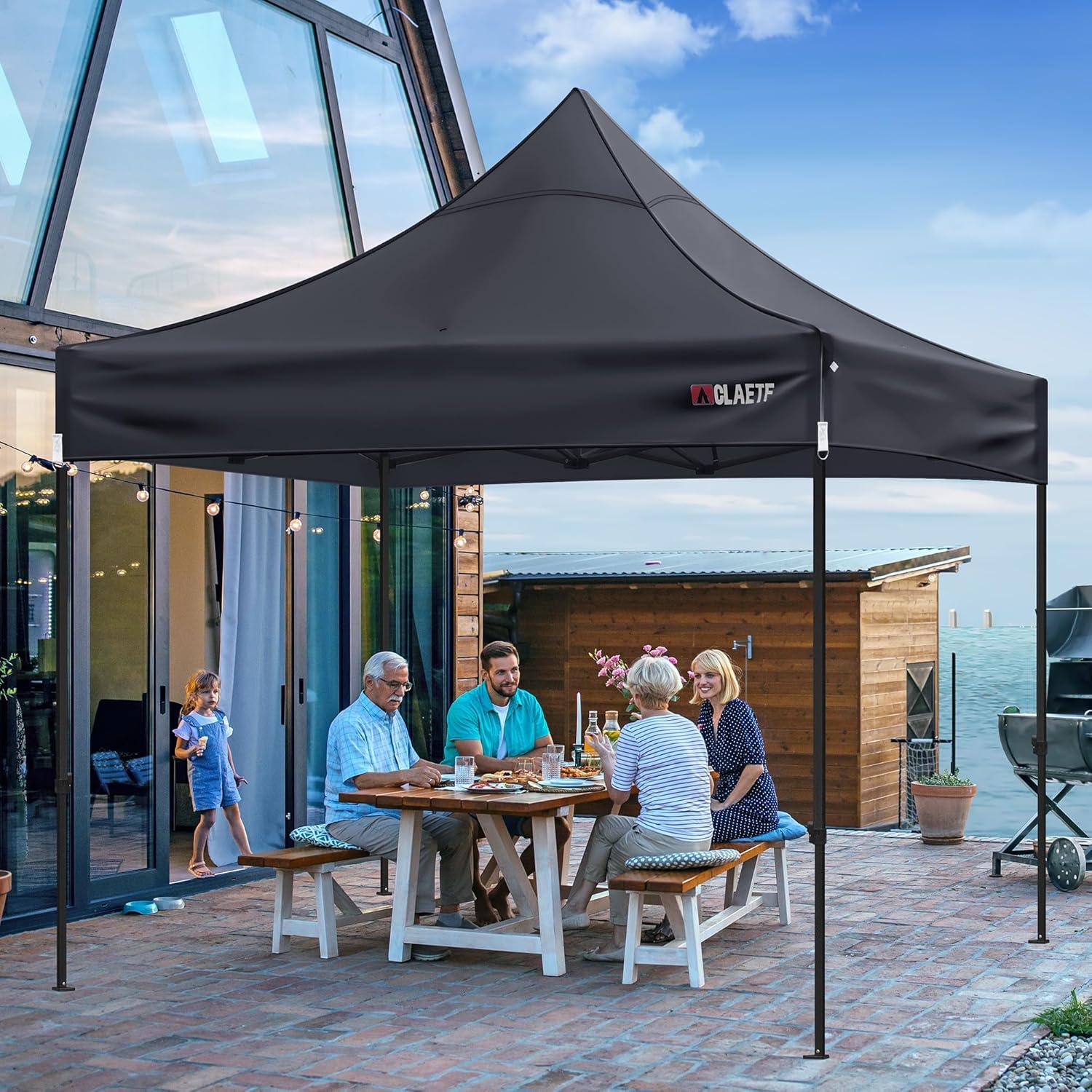 Techo de Carpa Plegable 10x10 CLAETF Negro Impermeable