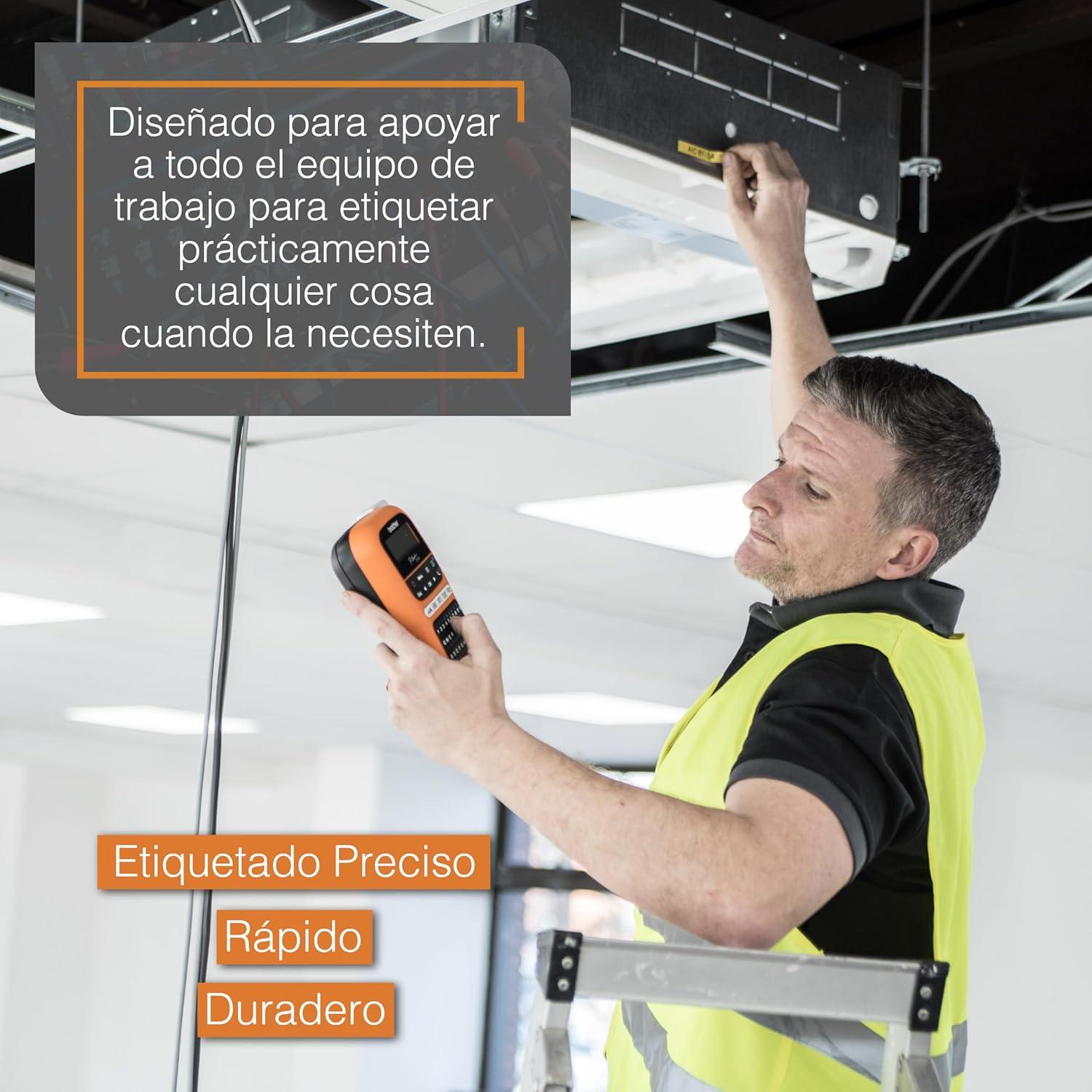 Impresora de Etiquetas Brother PTE110 Portátil 12mm Naranja